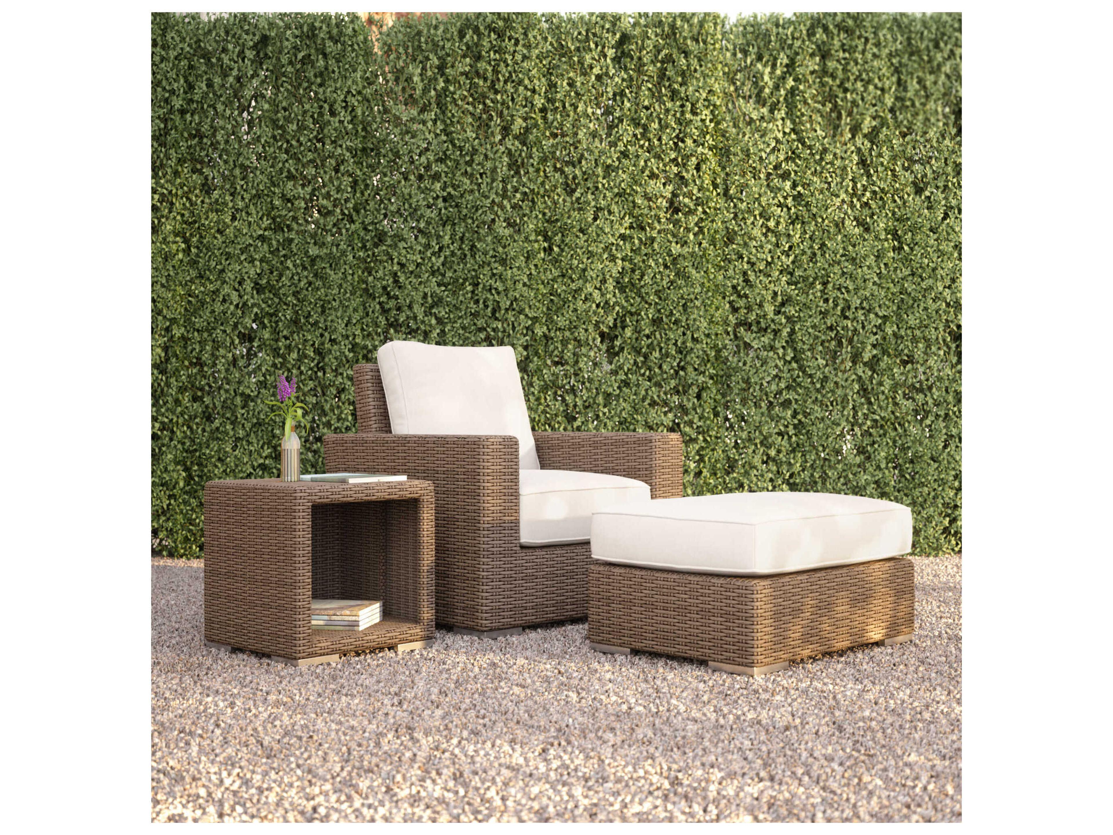 Sunset West Coronado Light Wood Wicker Cushion Ottoman