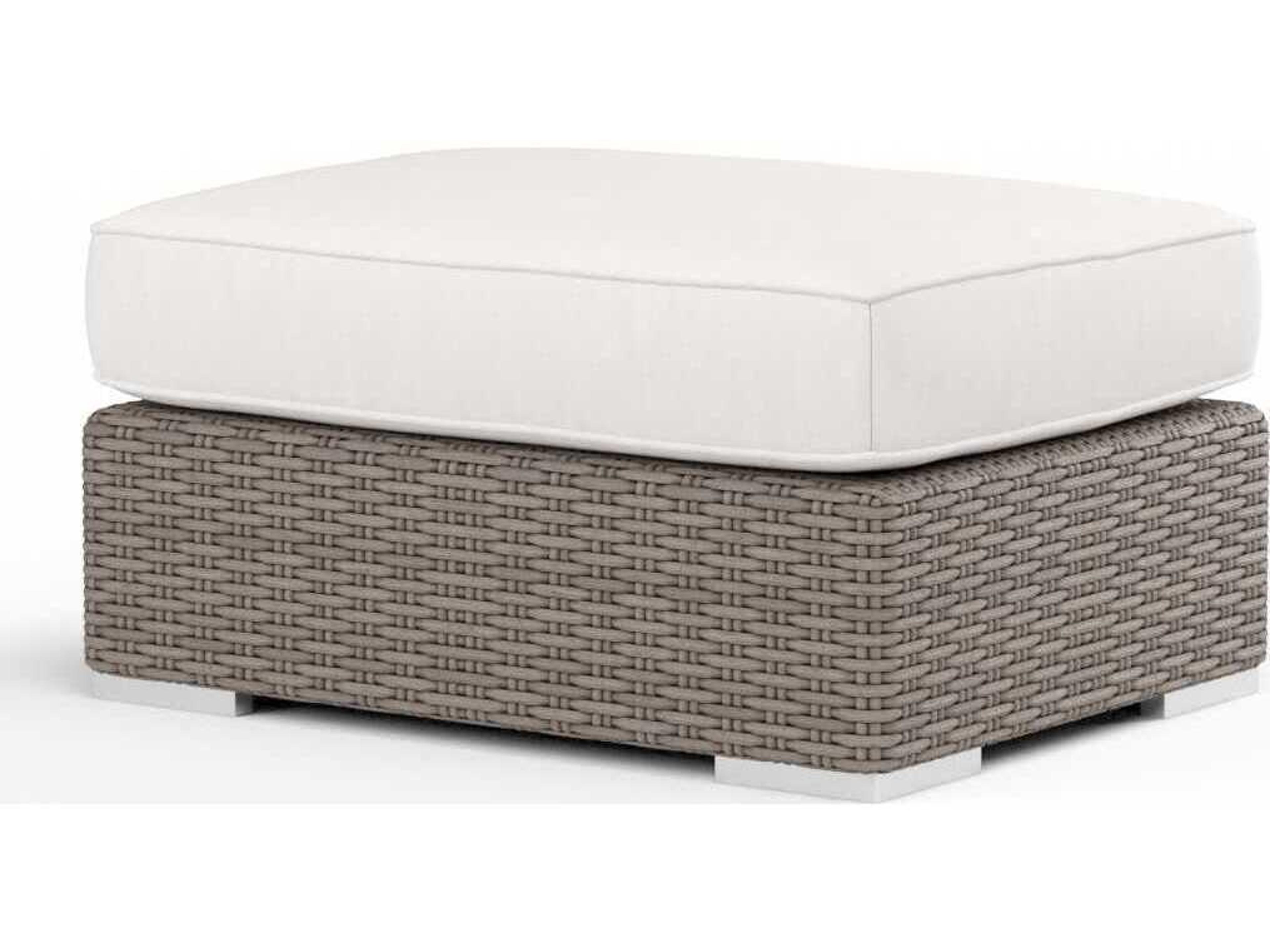 Coronado Light Wood Wicker Cushion Ottoman