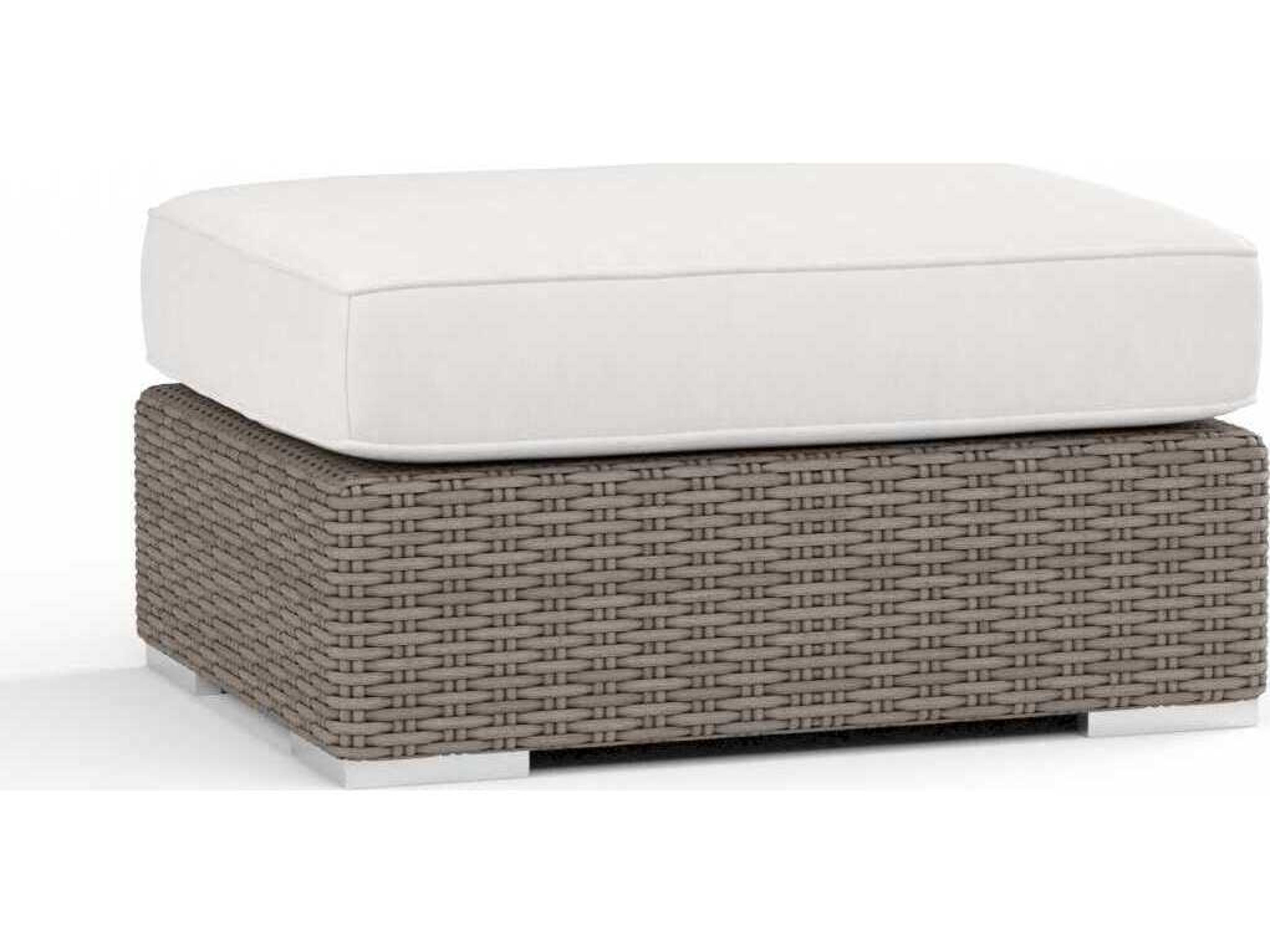 Sunset West Coronado Light Wood Wicker Cushion Ottoman