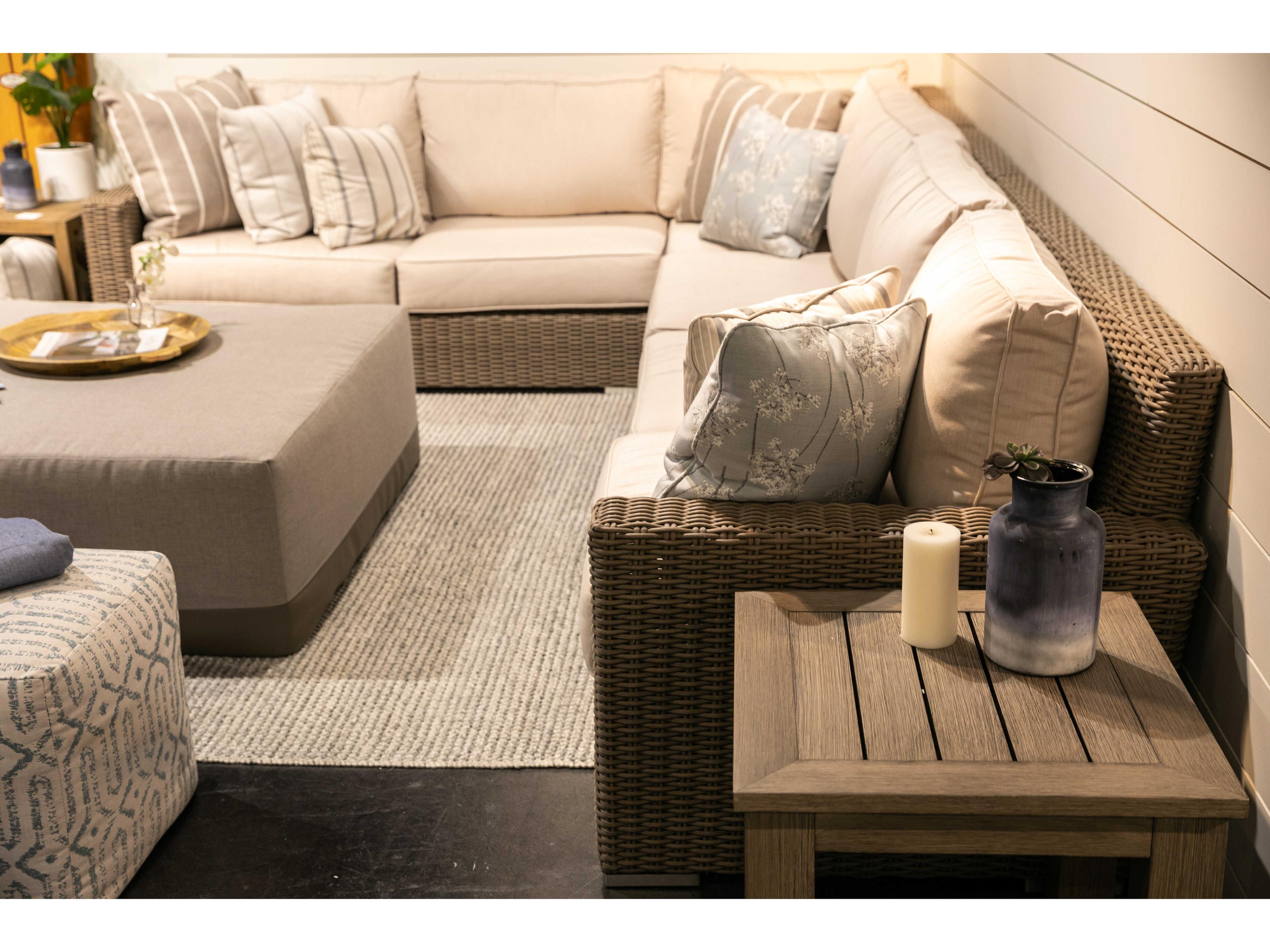 Sunset West Coronado Driftwood Wicker Cushion Sofa