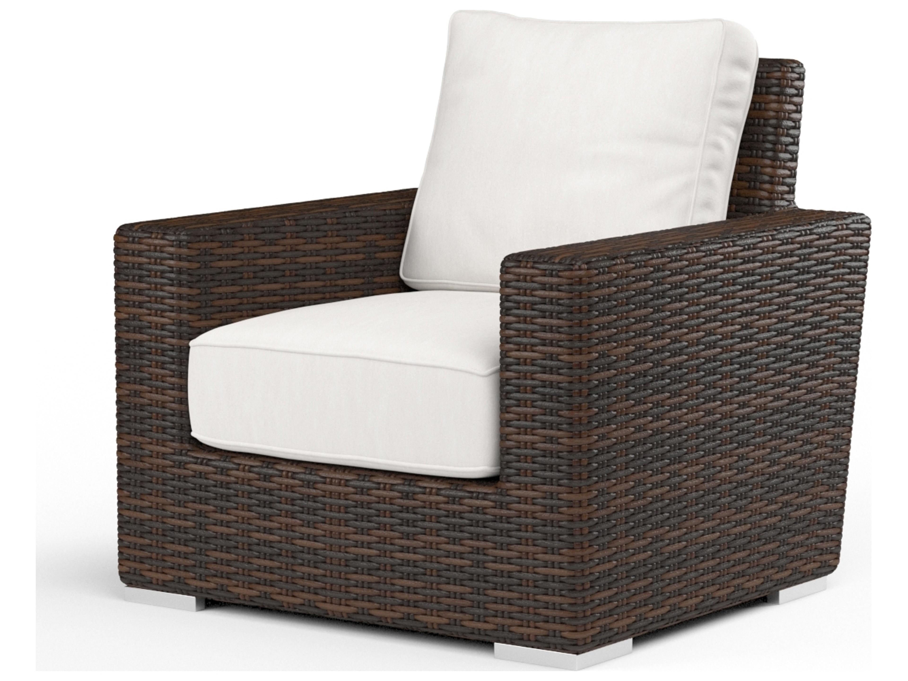 Sunset West Montecito Wicker Outdoor Lounge Chair in Canvas Flax with Self Welt