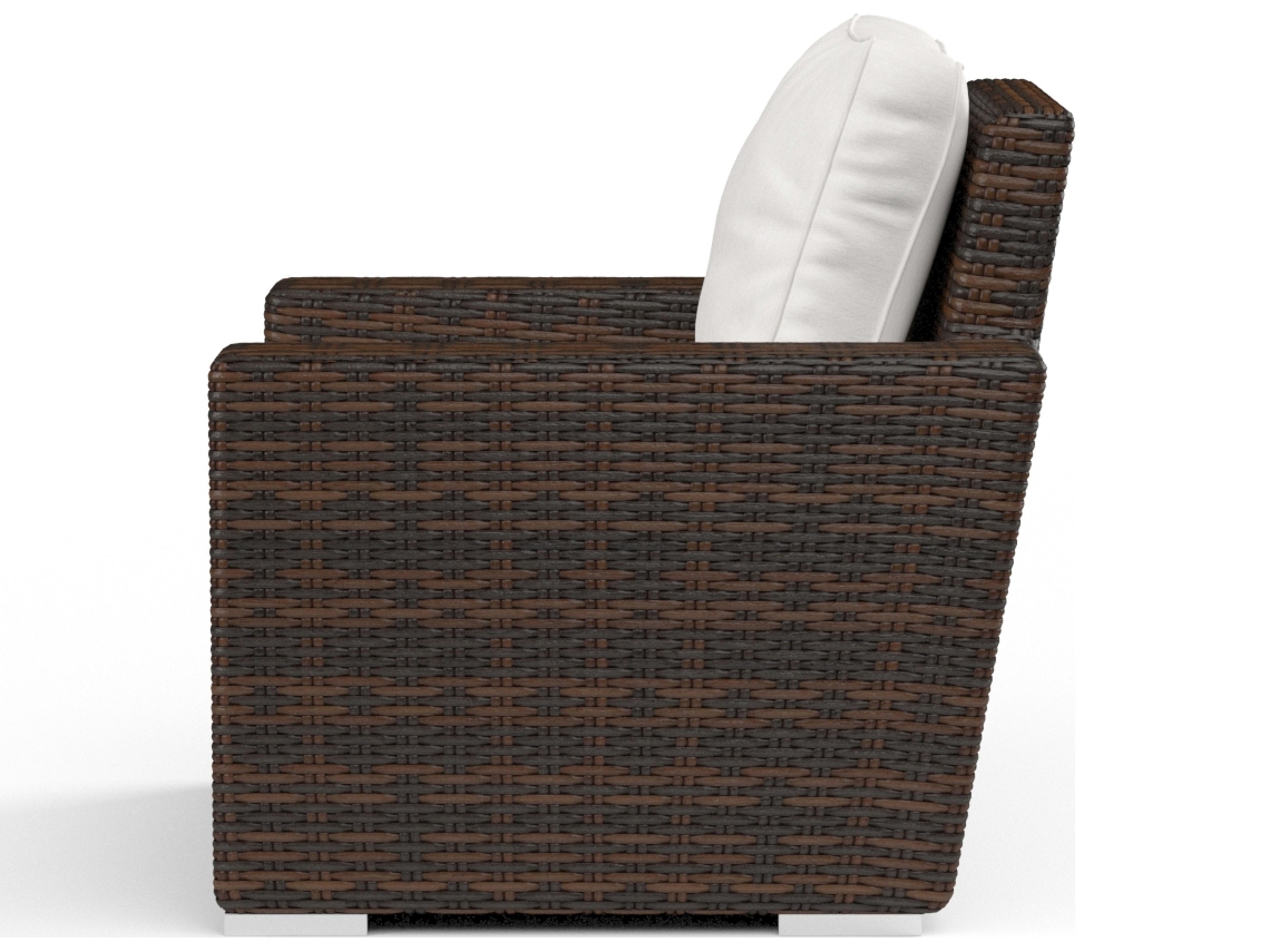 Sunset West Montecito Wicker Outdoor Lounge Chair in Canvas Flax with Self Welt