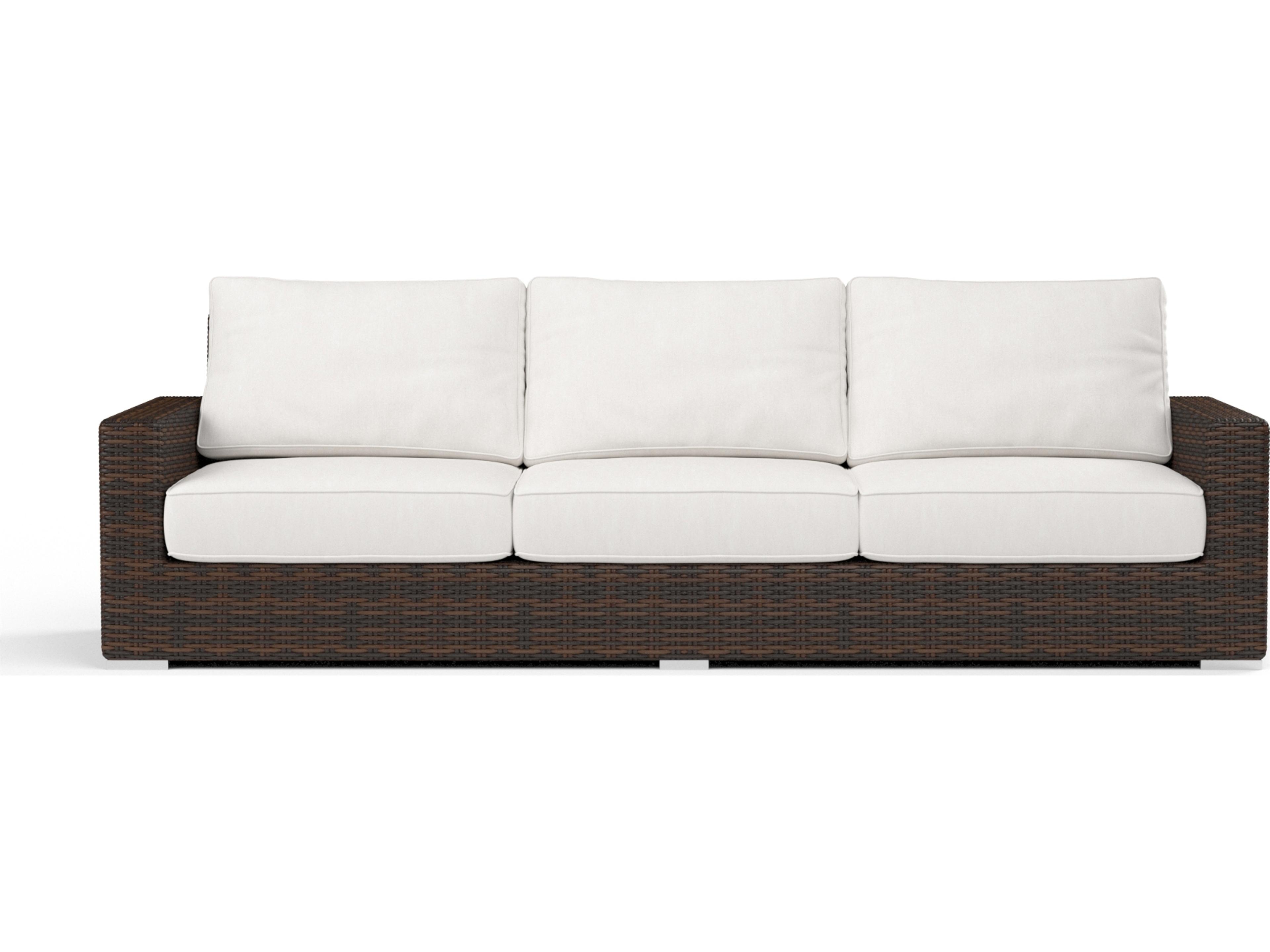 Sunset West Montecito Wicker Outdoor Sofa in Canvas Flax with Self Welt