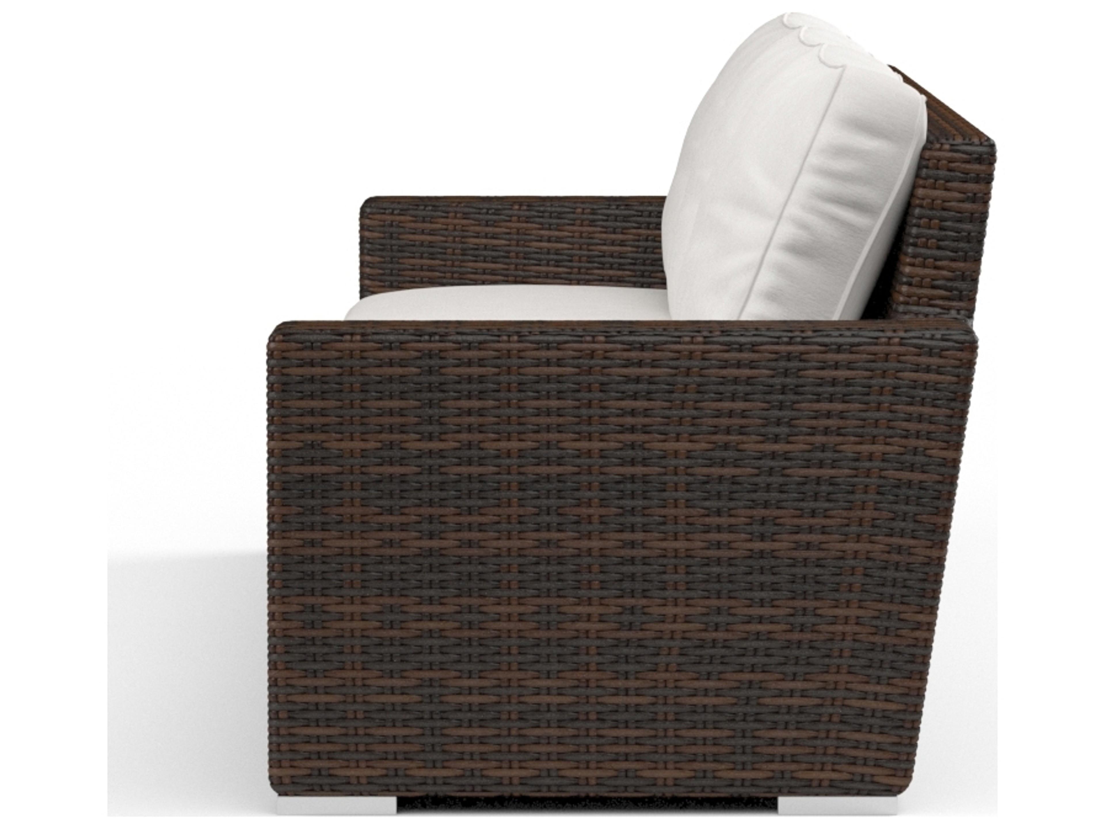Sunset West Montecito Wicker Outdoor Sofa in Canvas Flax with Self Welt