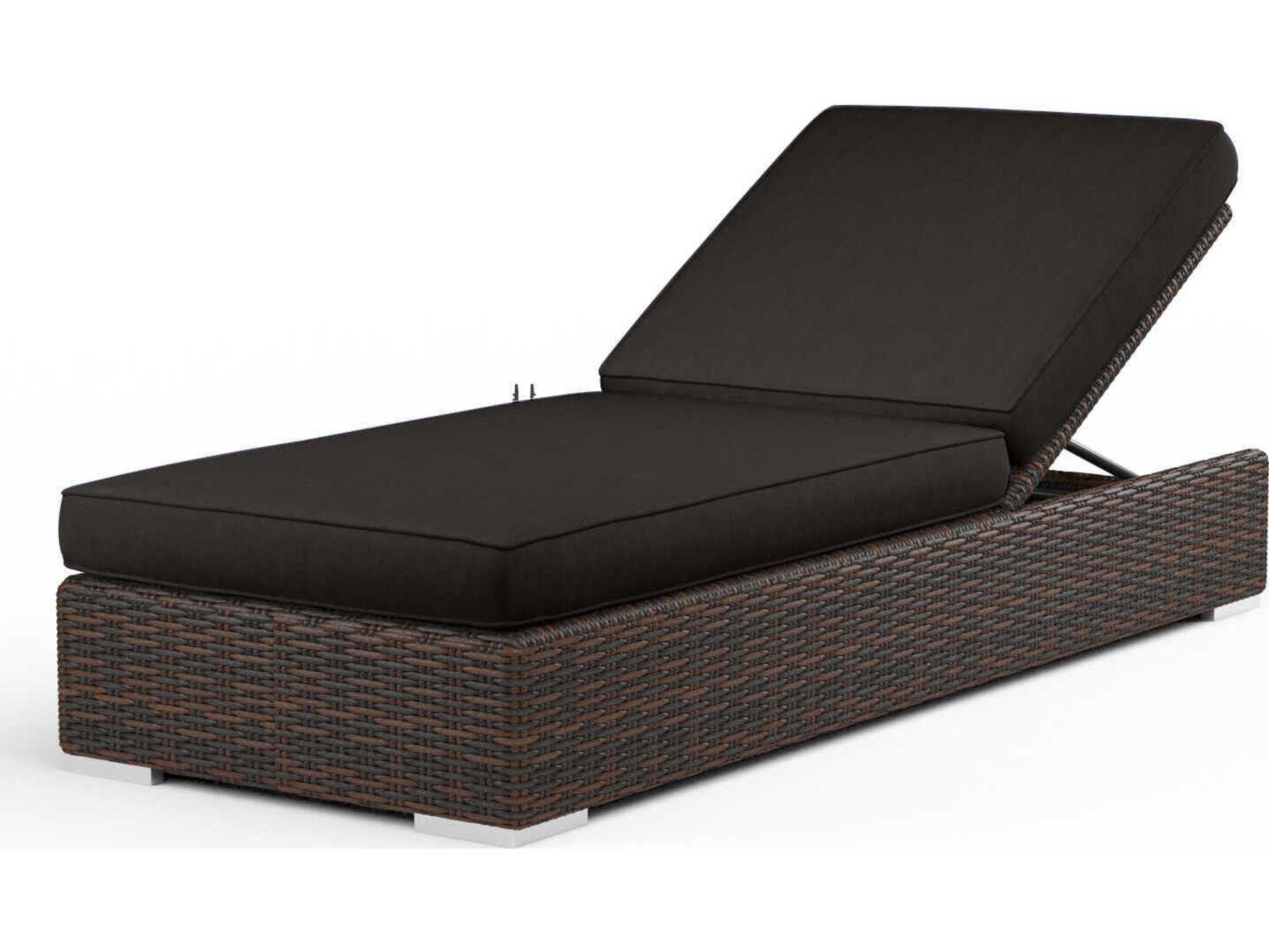 Montecito Cognac Wicker Cushion Chaise Lounge