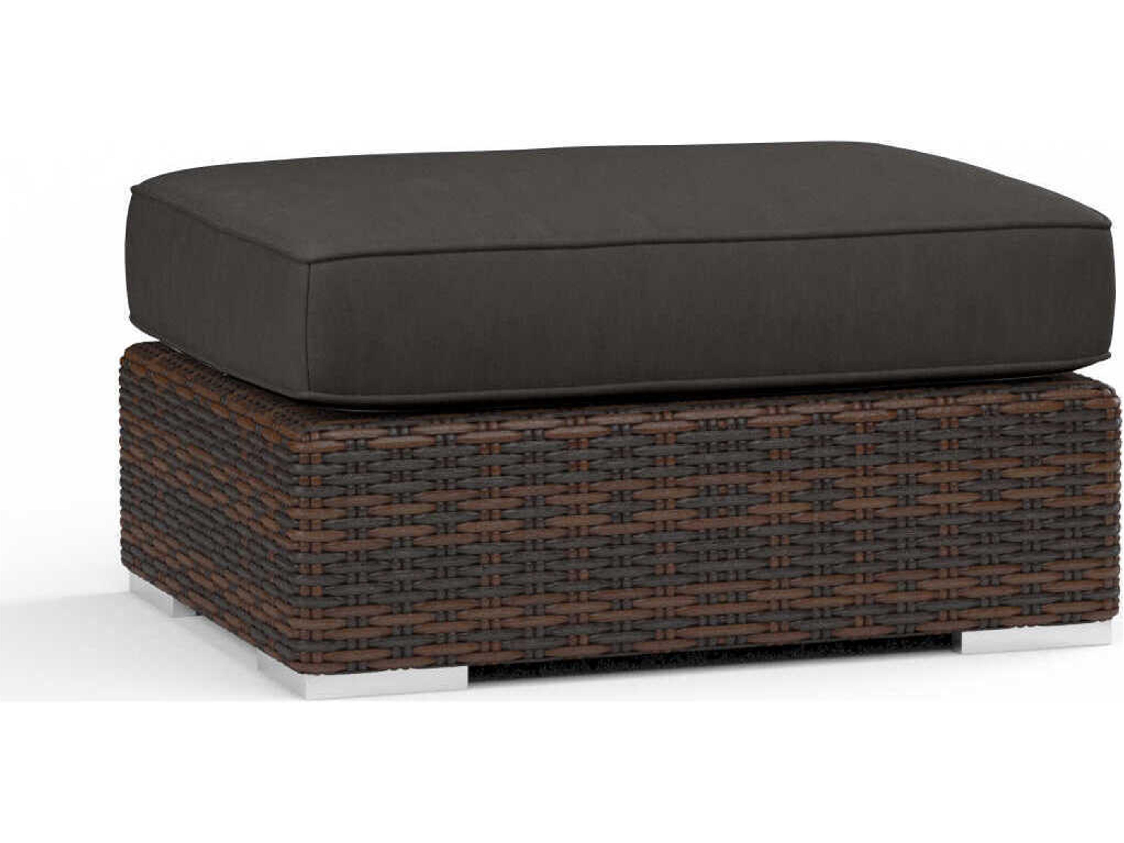 Montecito Cognac Wicker Cushion Ottoman