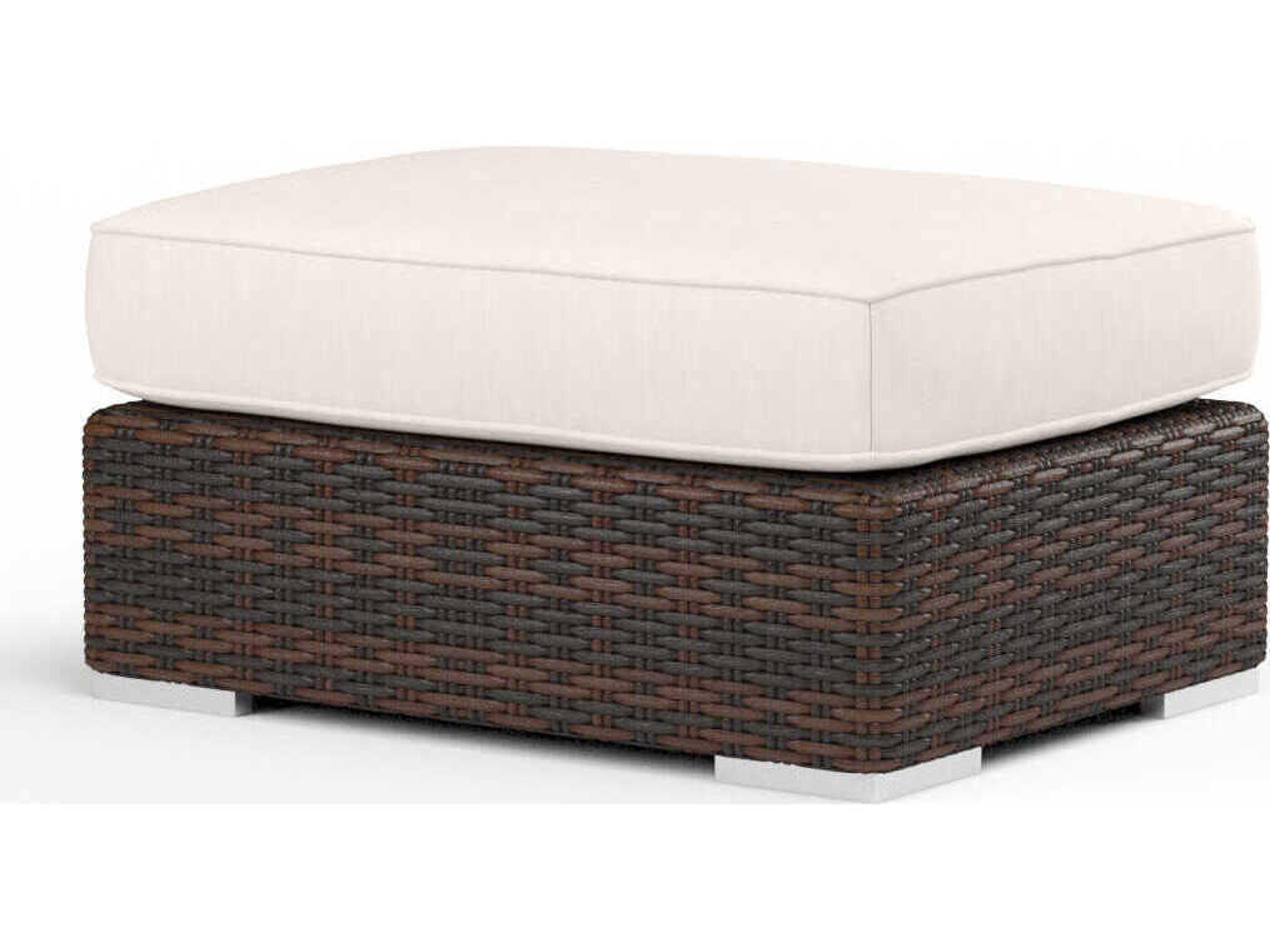 Montecito Cognac Wicker Cushion Ottoman
