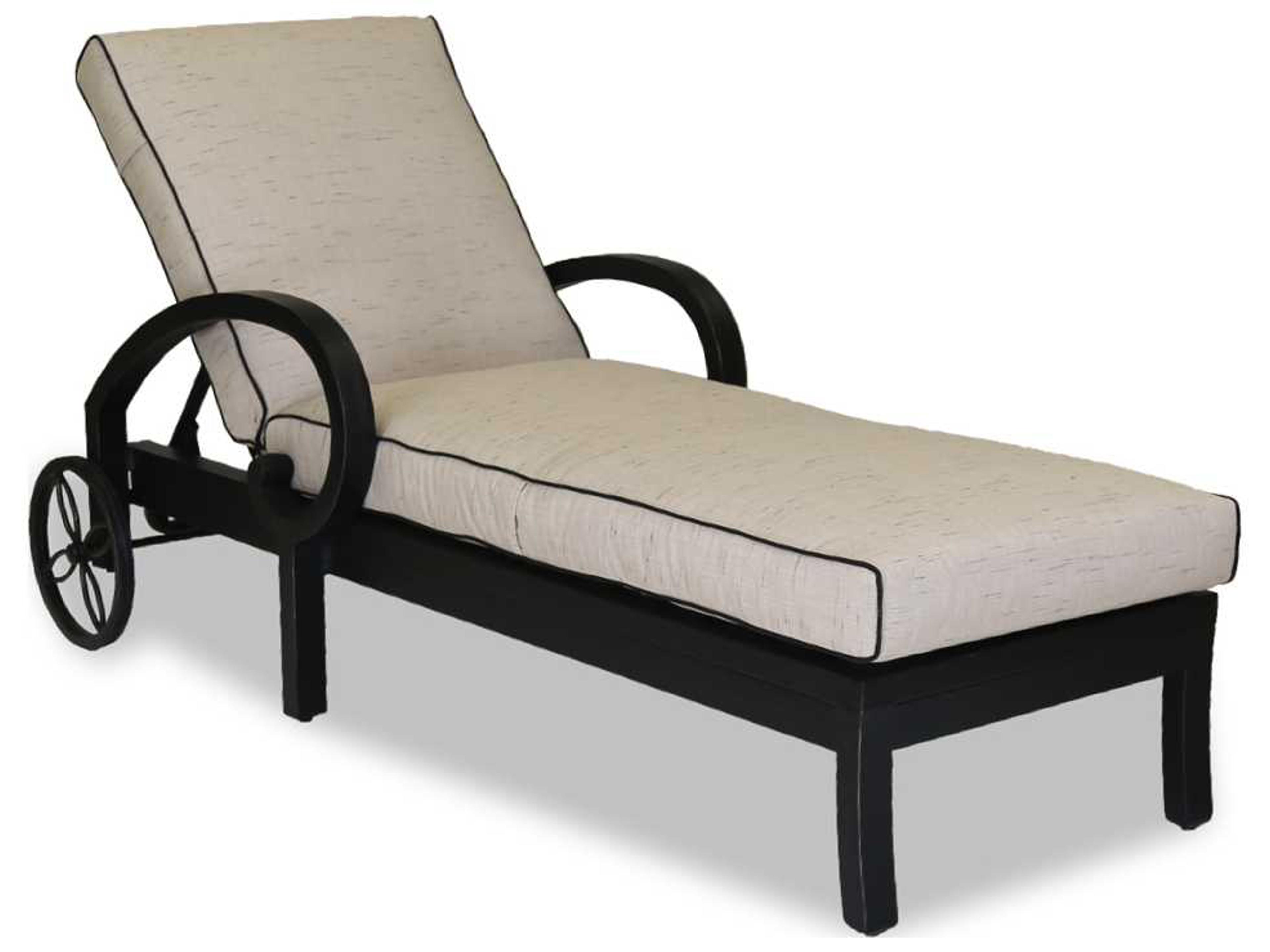 Sunset West Monterey Patio Chaise Lounge in Frequency Sand with Canvas Walnut Welt