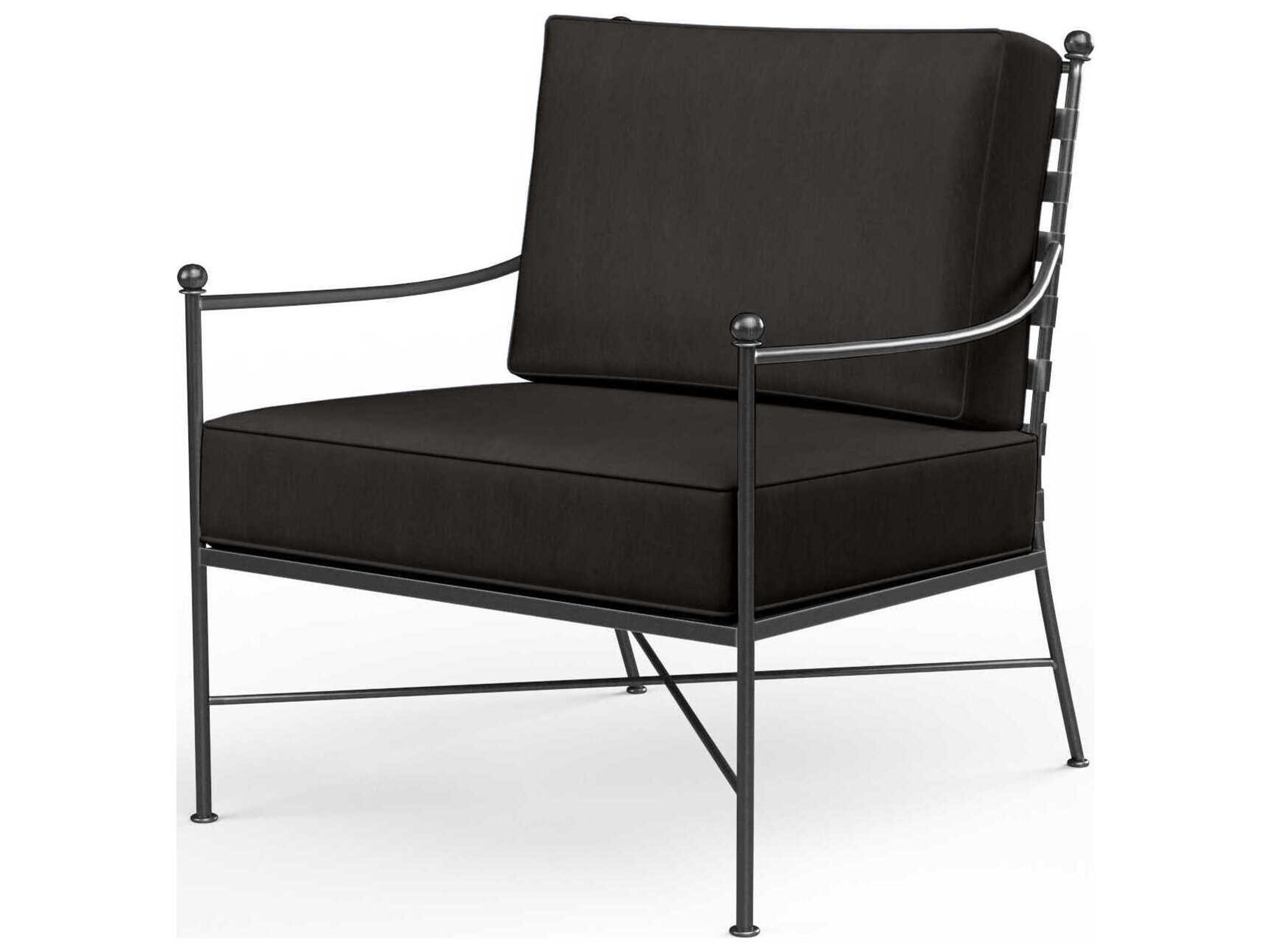 Provence Pewter Wrought Iron Cushion Lounge Chair