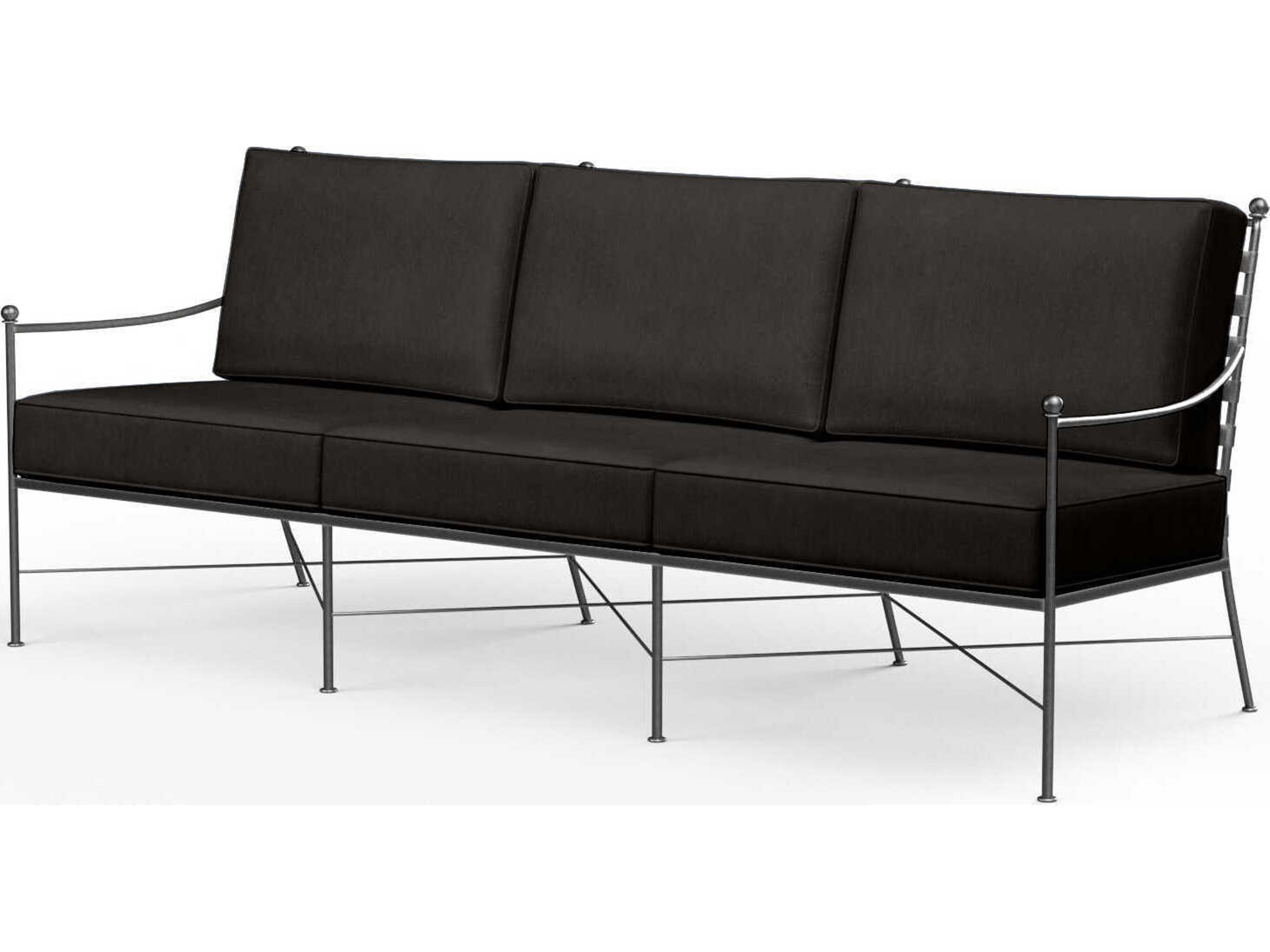 Provence Wrought Iron Cushion Sofa in Pewter