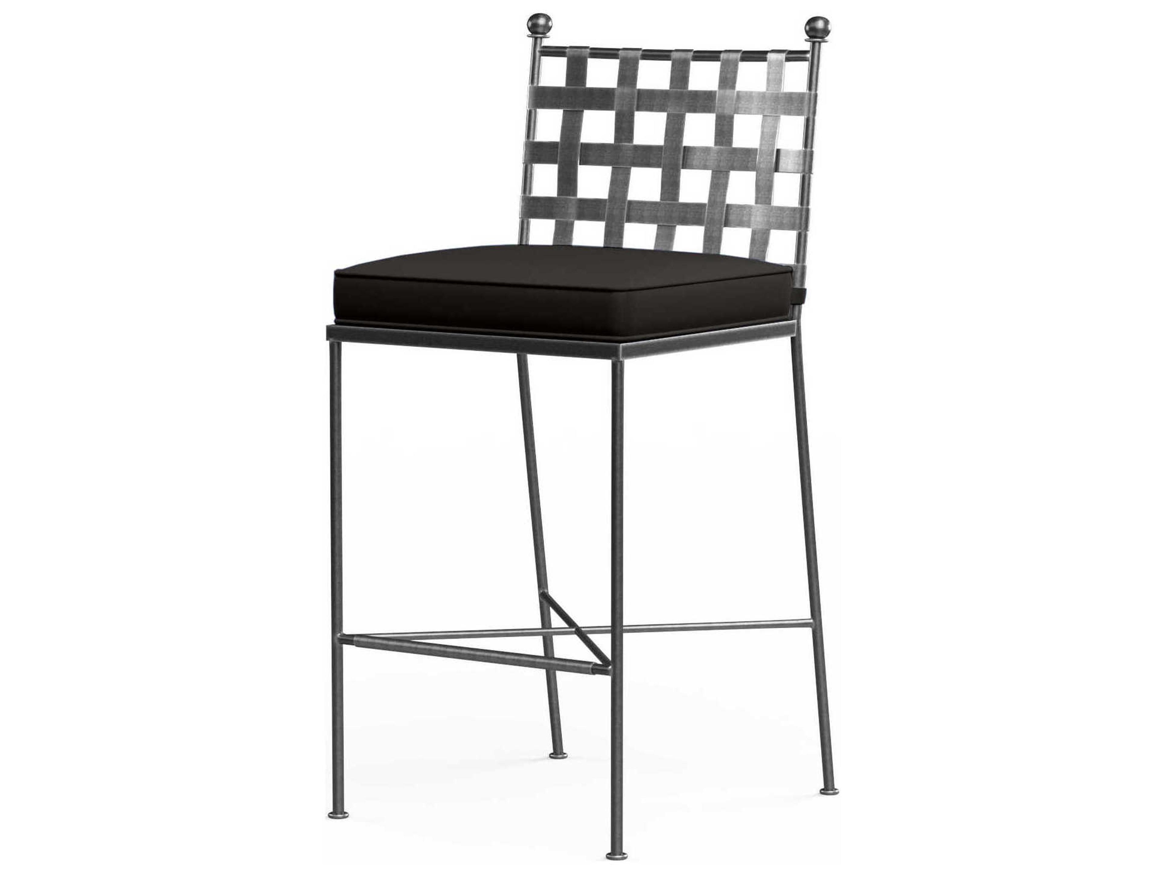 Provence Pewter Wrought Iron Cushion Bar Stool