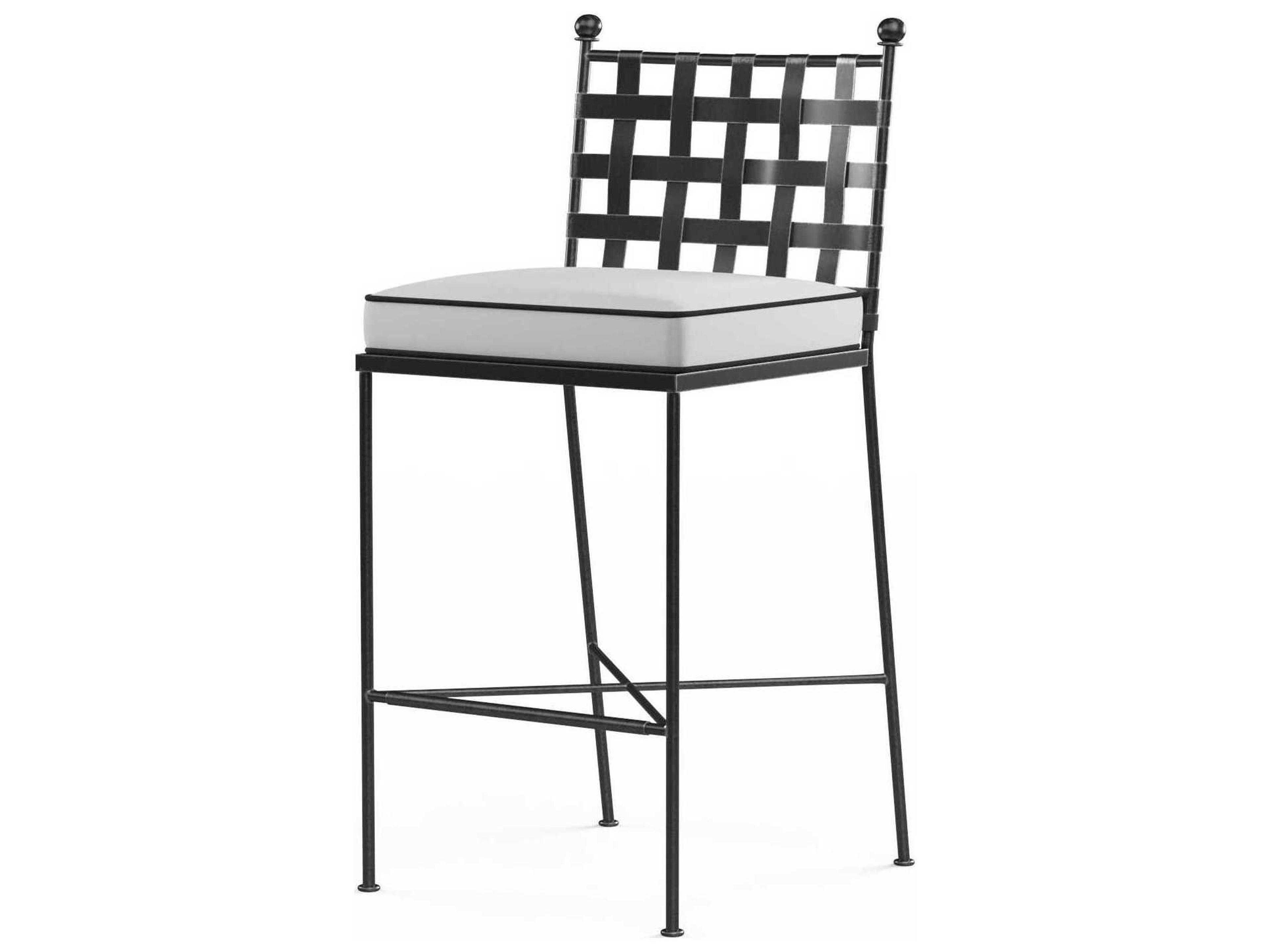 Provence Pewter Wrought Iron Cushion Bar Stool