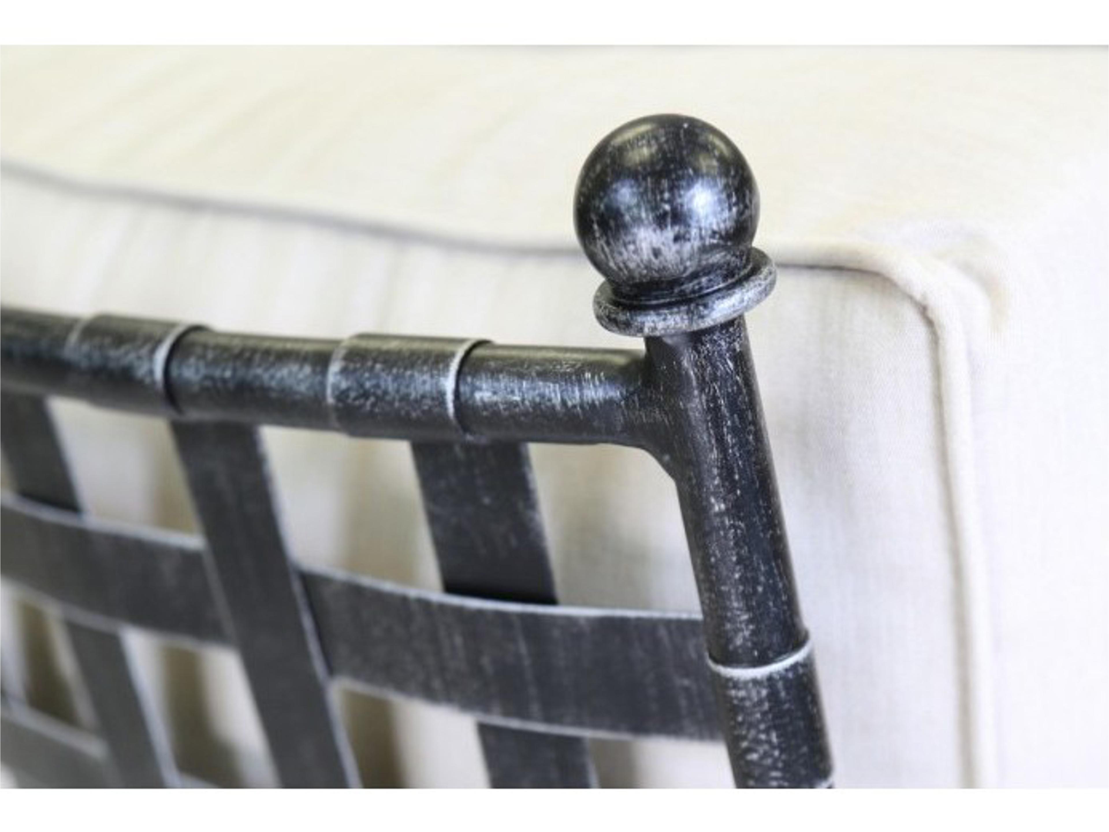 Sunset West Provence Wrought Iron Patio Chaise in Canvas Flax with Self Welt