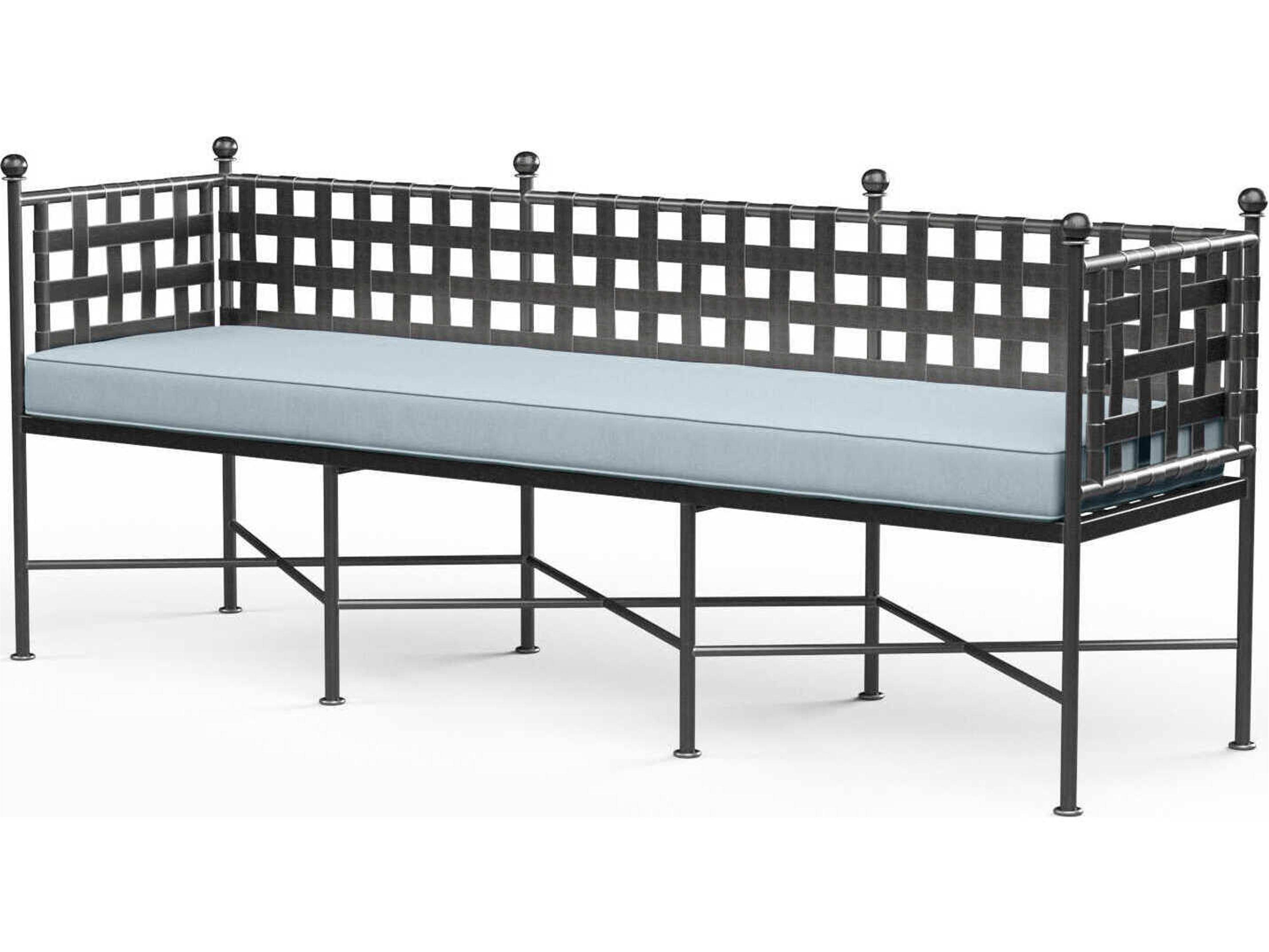 Provence Pewter Wrought Iron Cushion Bench