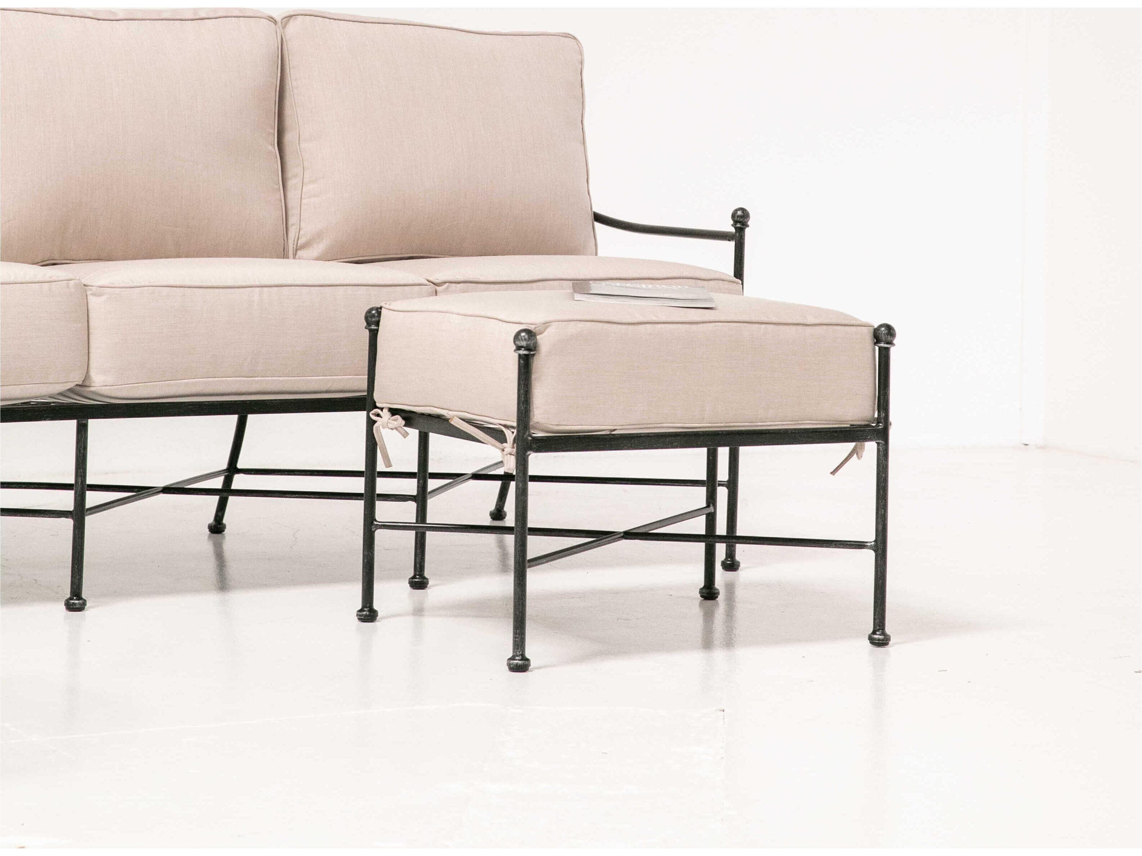 Sunset West Provence Blacks Wrought Iron Cushion Ottoman