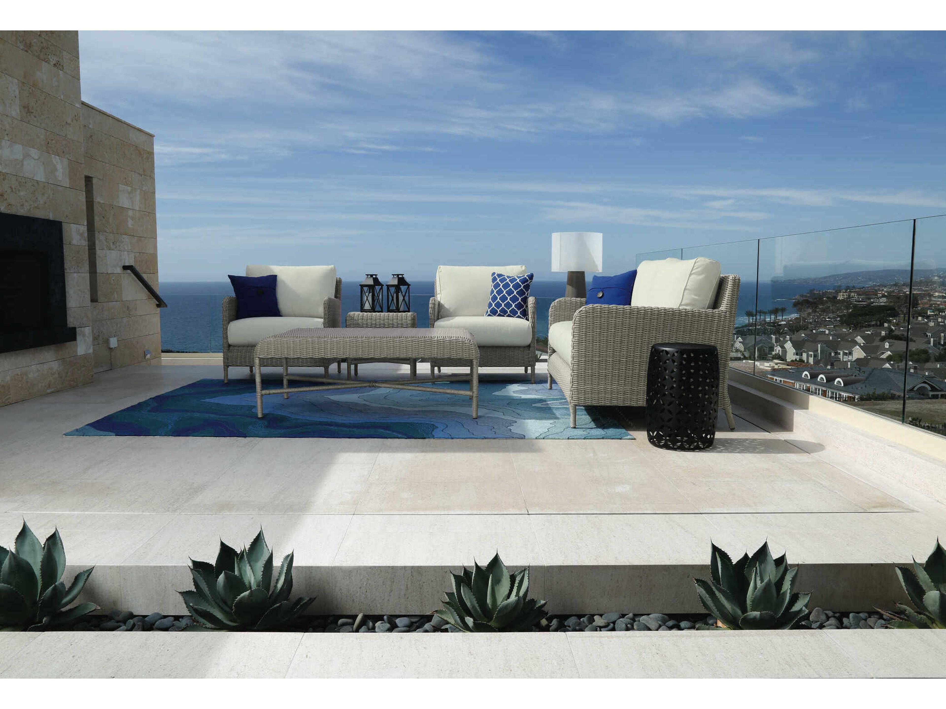 Sunset West Manhattan Gray Wicker Cushion Sofa