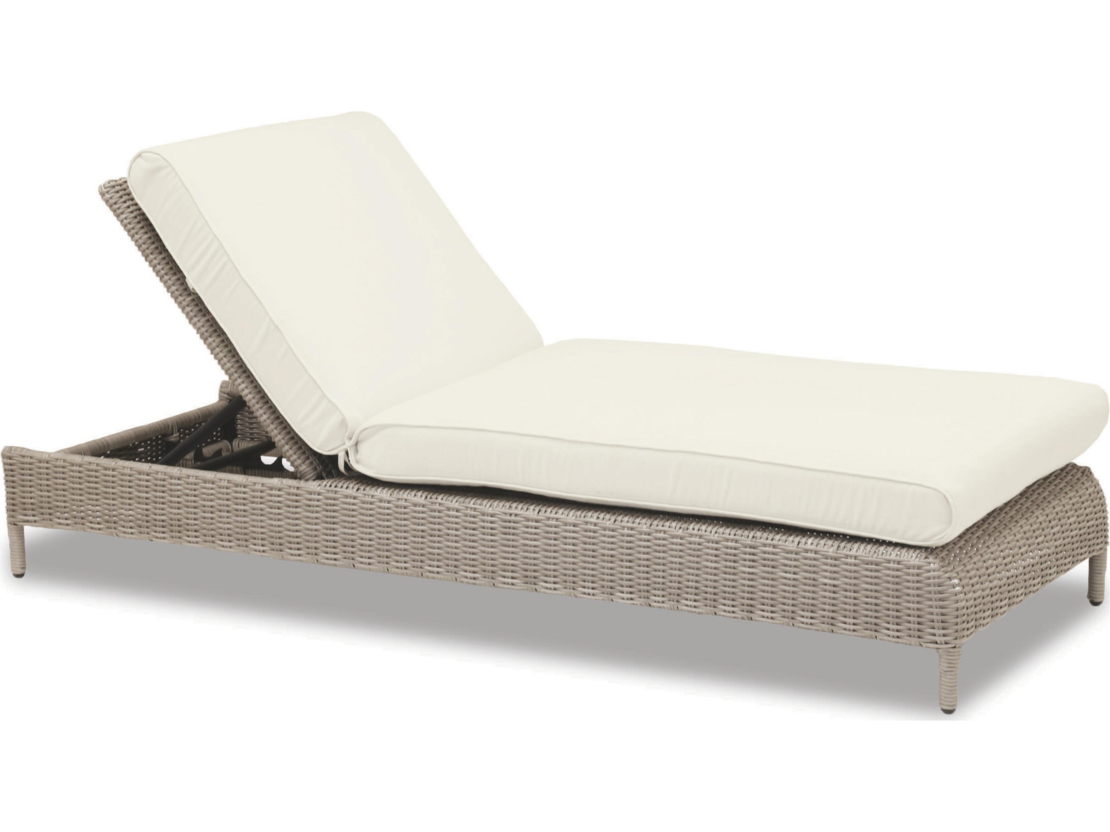 Manhattan Wicker Adjustable Outdoor Patio Chaise in Linen Canvas with Self Welt
