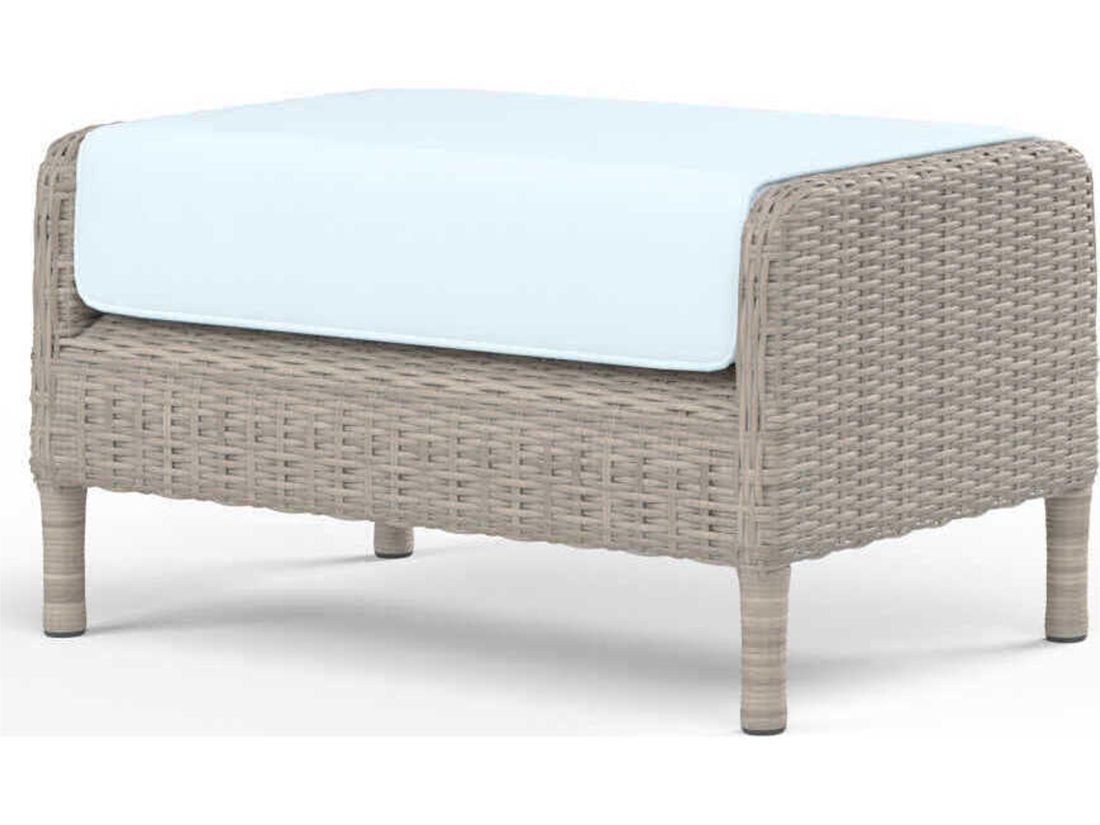 Manhattan Gray Wicker Cushion Ottoman