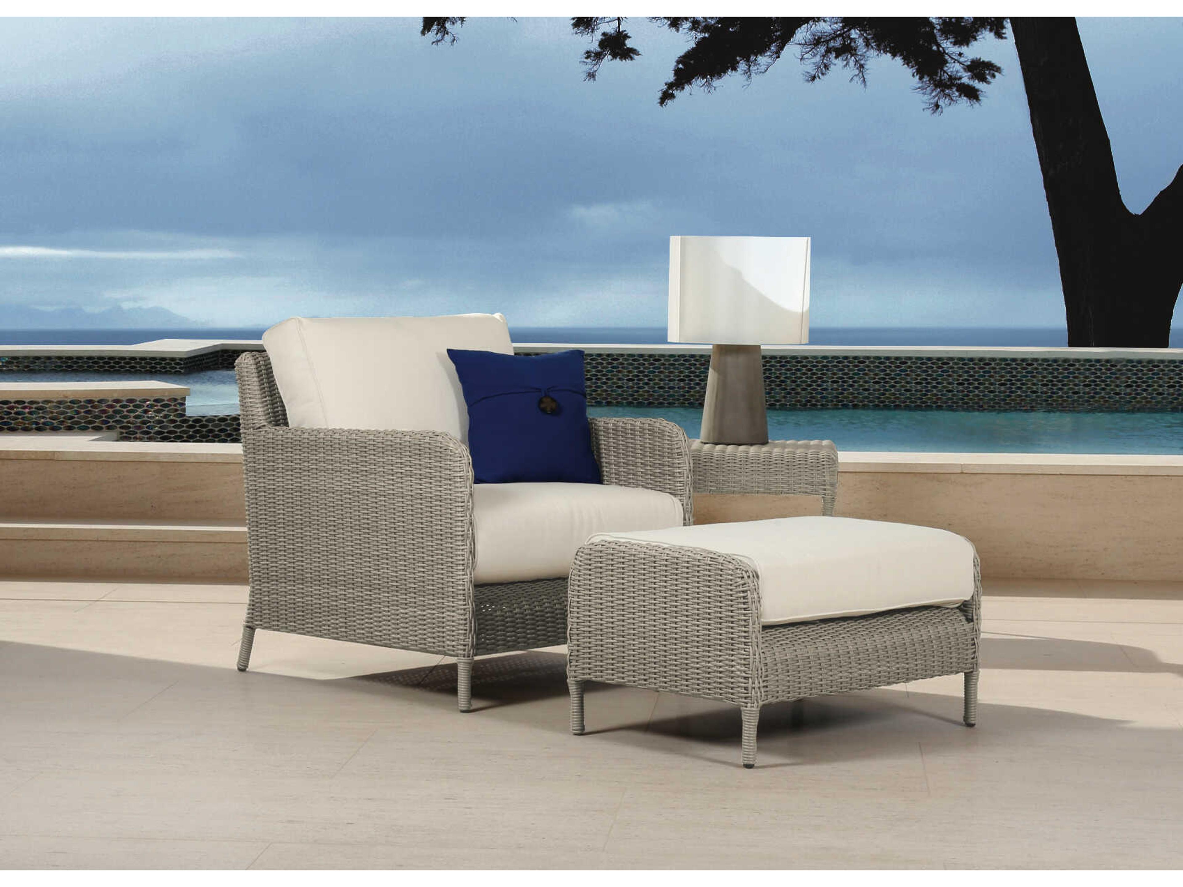 Sunset West Manhattan Grays Wicker Cushion Ottoman