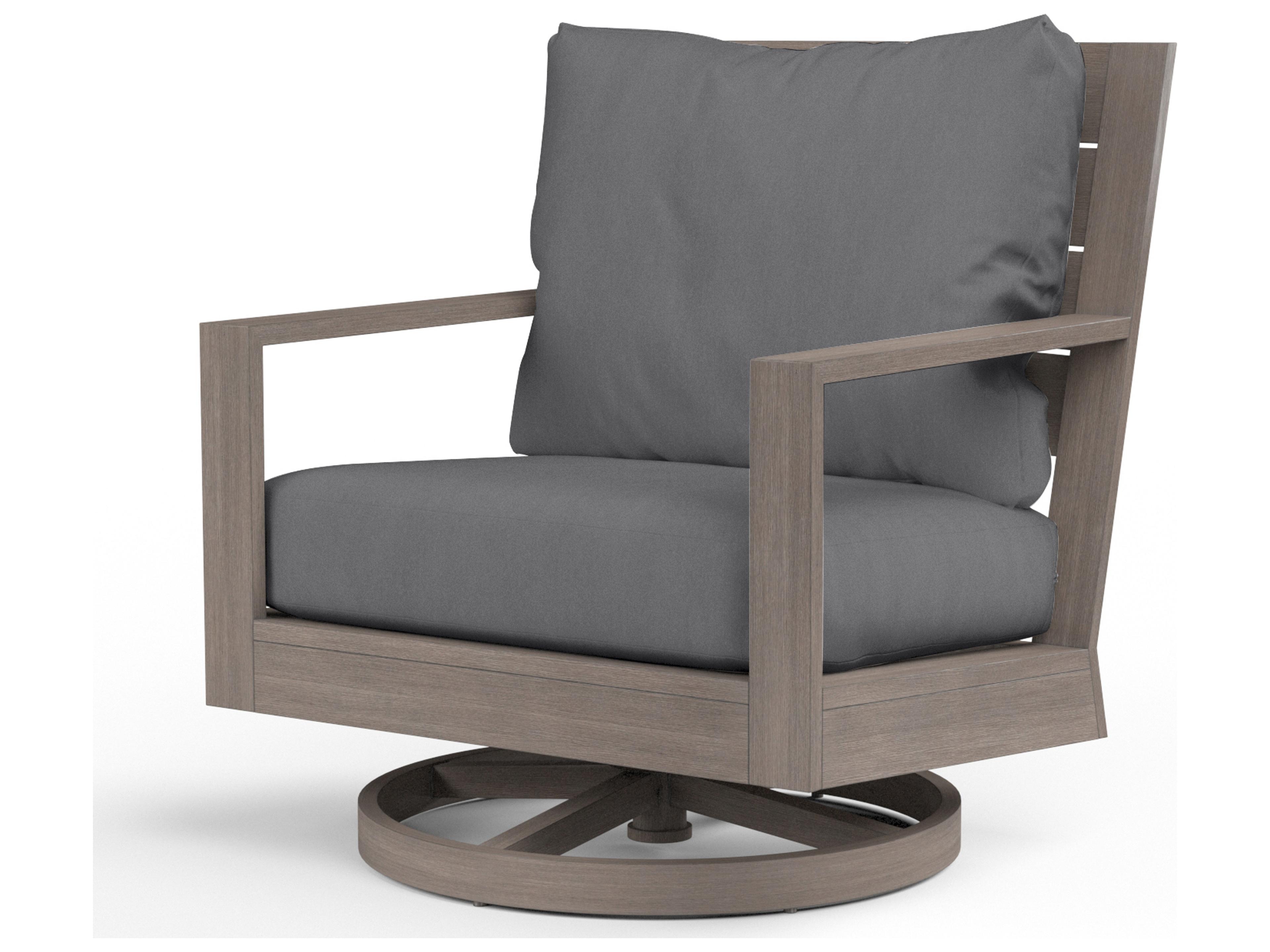 Sunset West Laguna Aluminum Driftwood Swivel Outdoor Patio Lounge Chair