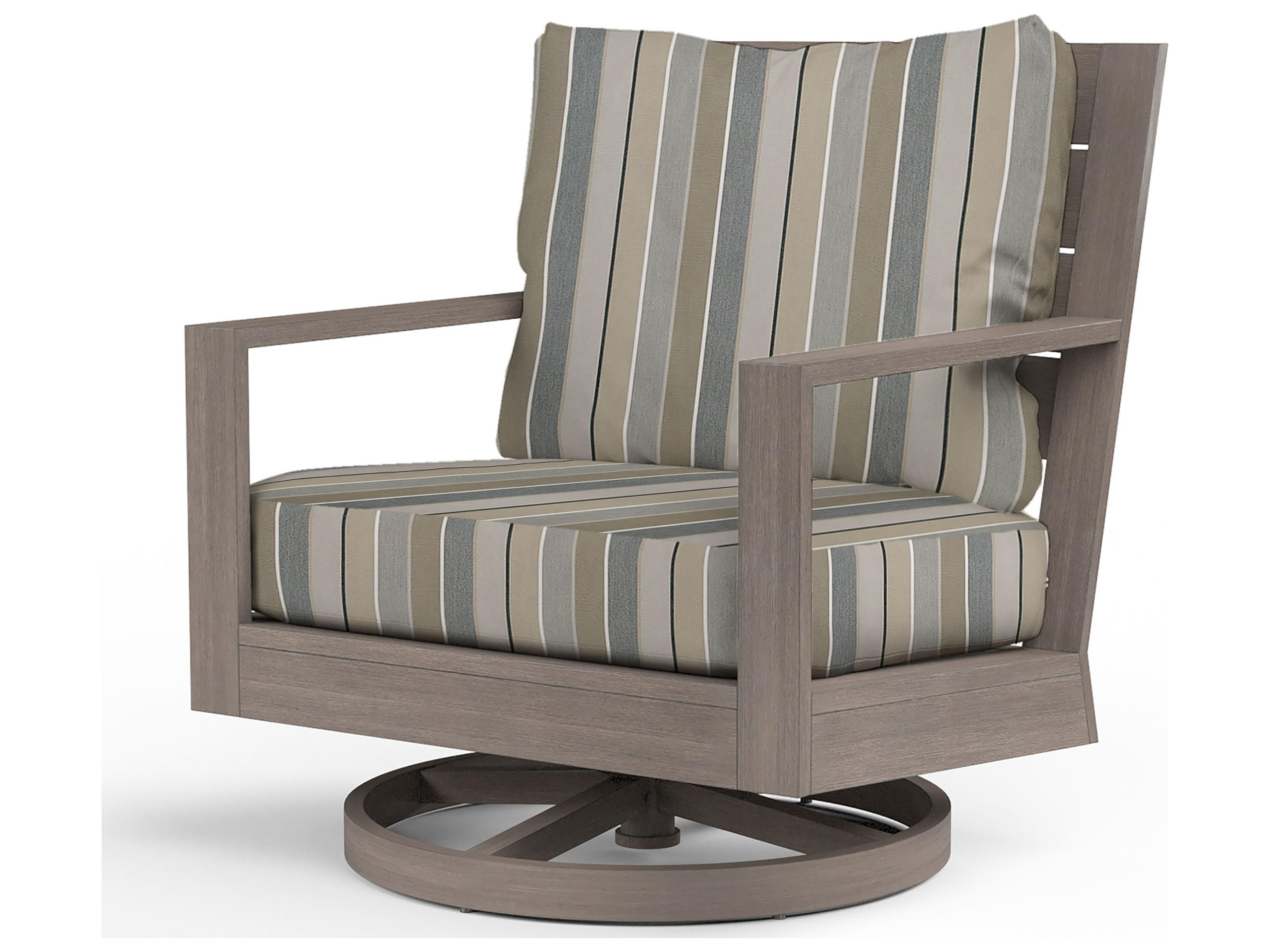 Sunset West Laguna Aluminum Driftwood Swivel Outdoor Patio Lounge Chair