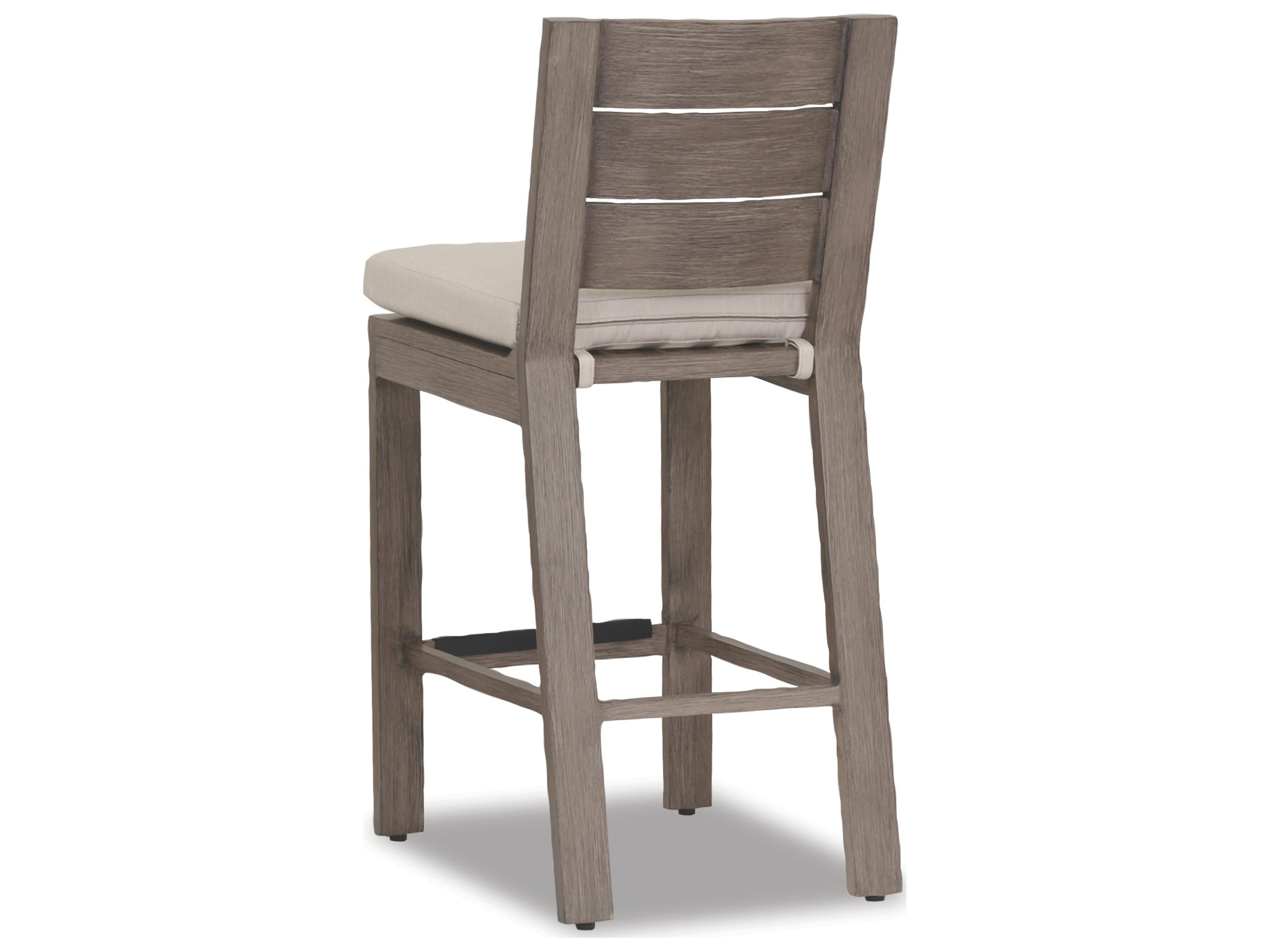 Sunset West Laguna Aluminum Outdoor Patio Bar Stool in Canvas Flax