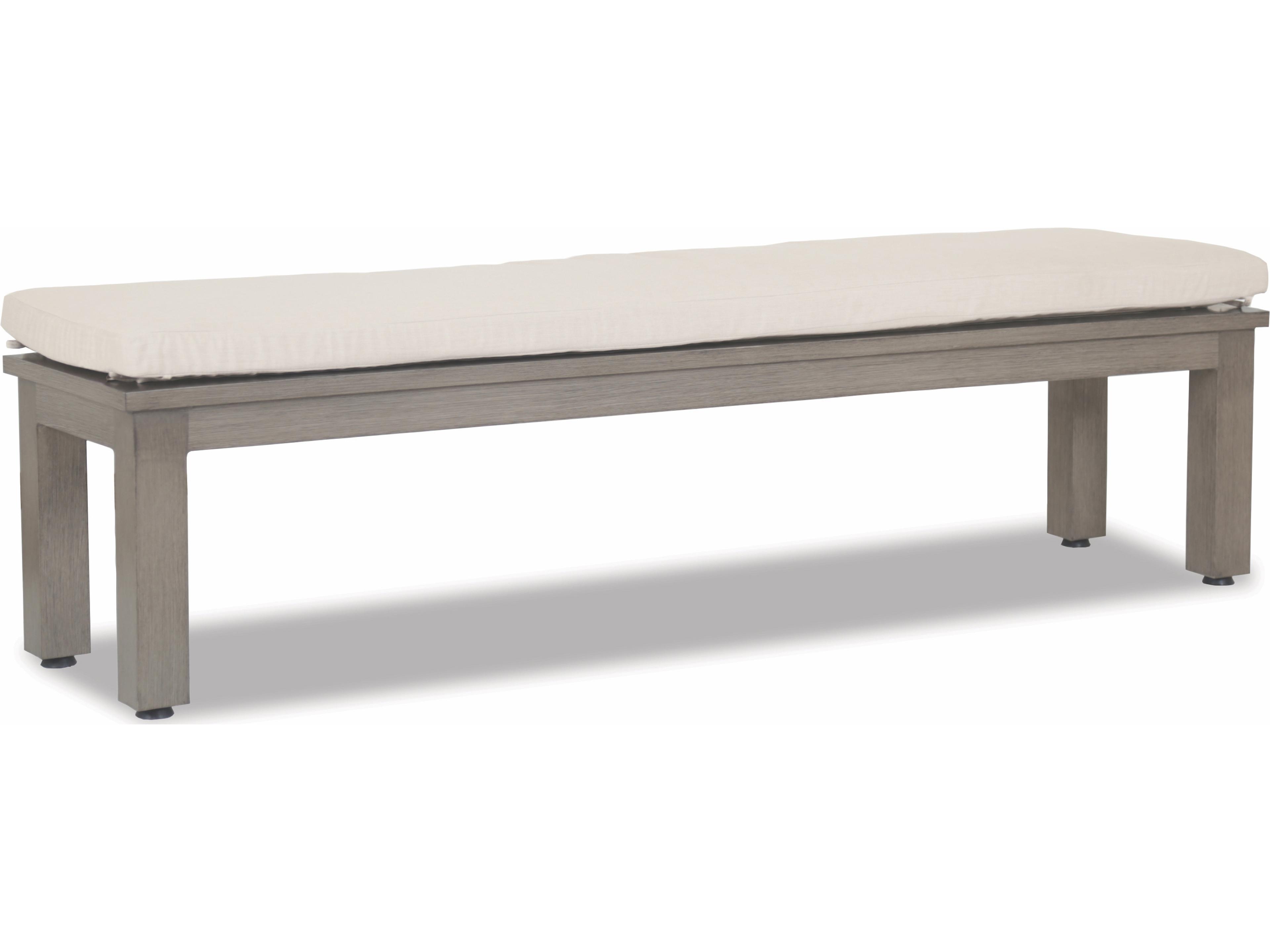 Laguna Aluminum Cushion Outdoor Bench in Canvas Flax