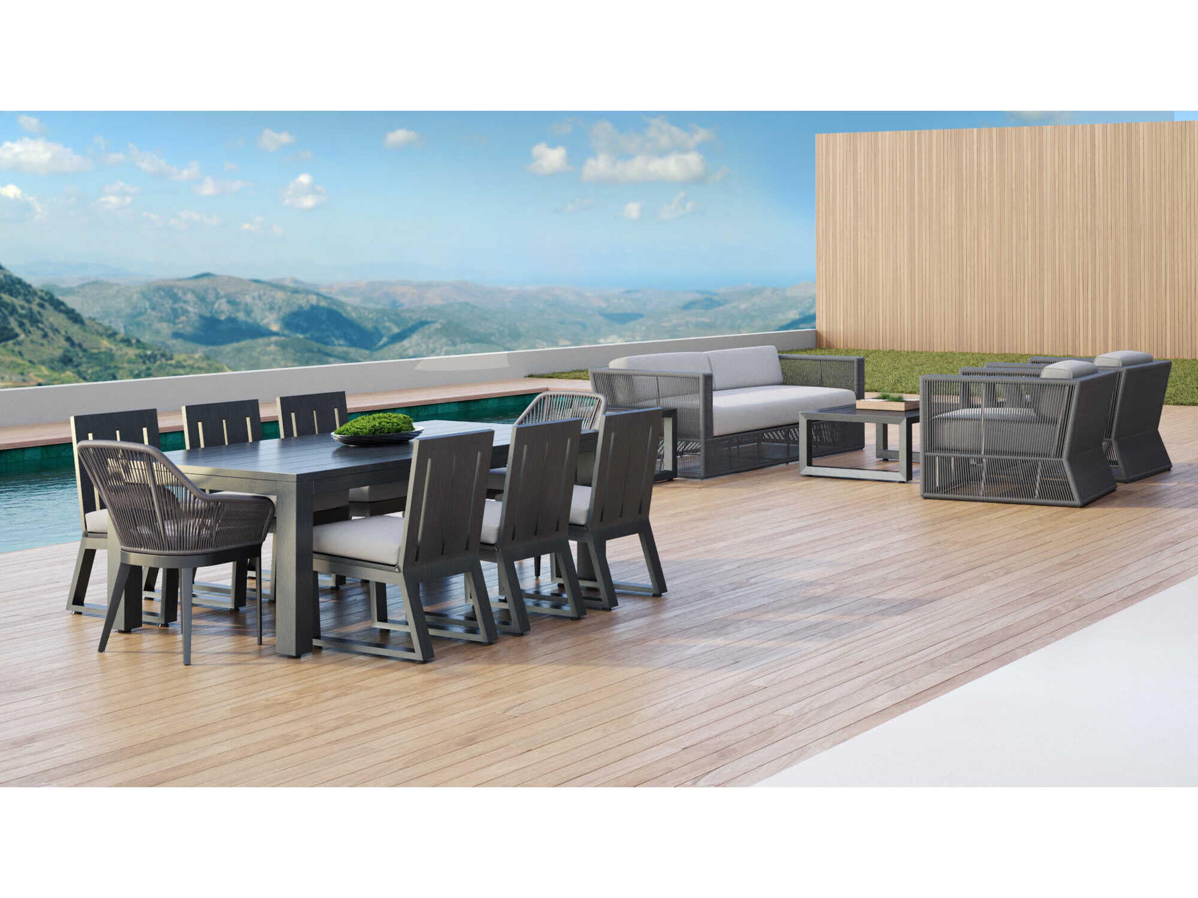 Sunset West Redondo Slate Aluminum Cushion Dining Chair