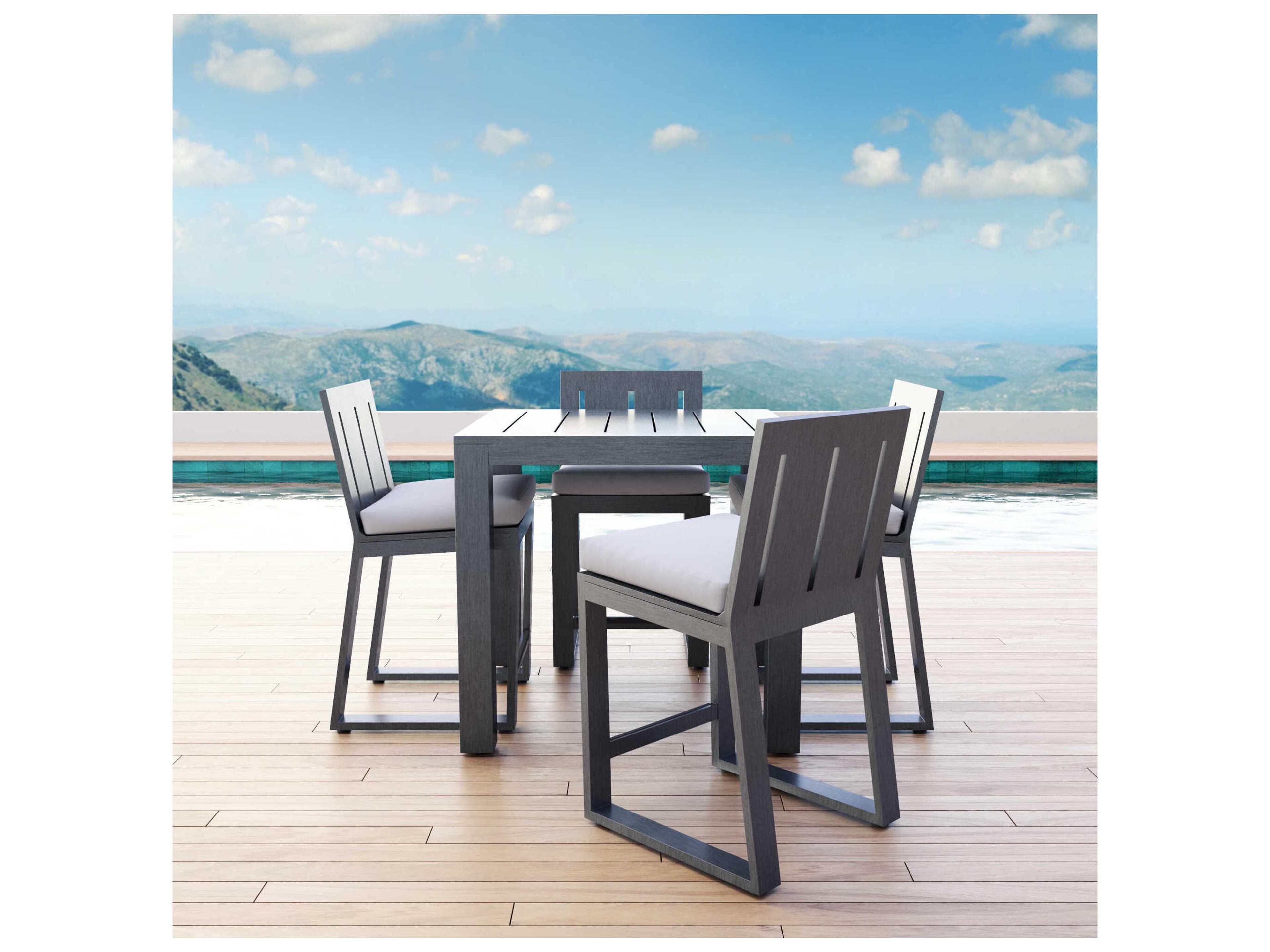 Sunset West Redondo Slate Aluminum Cushion Bar Stool