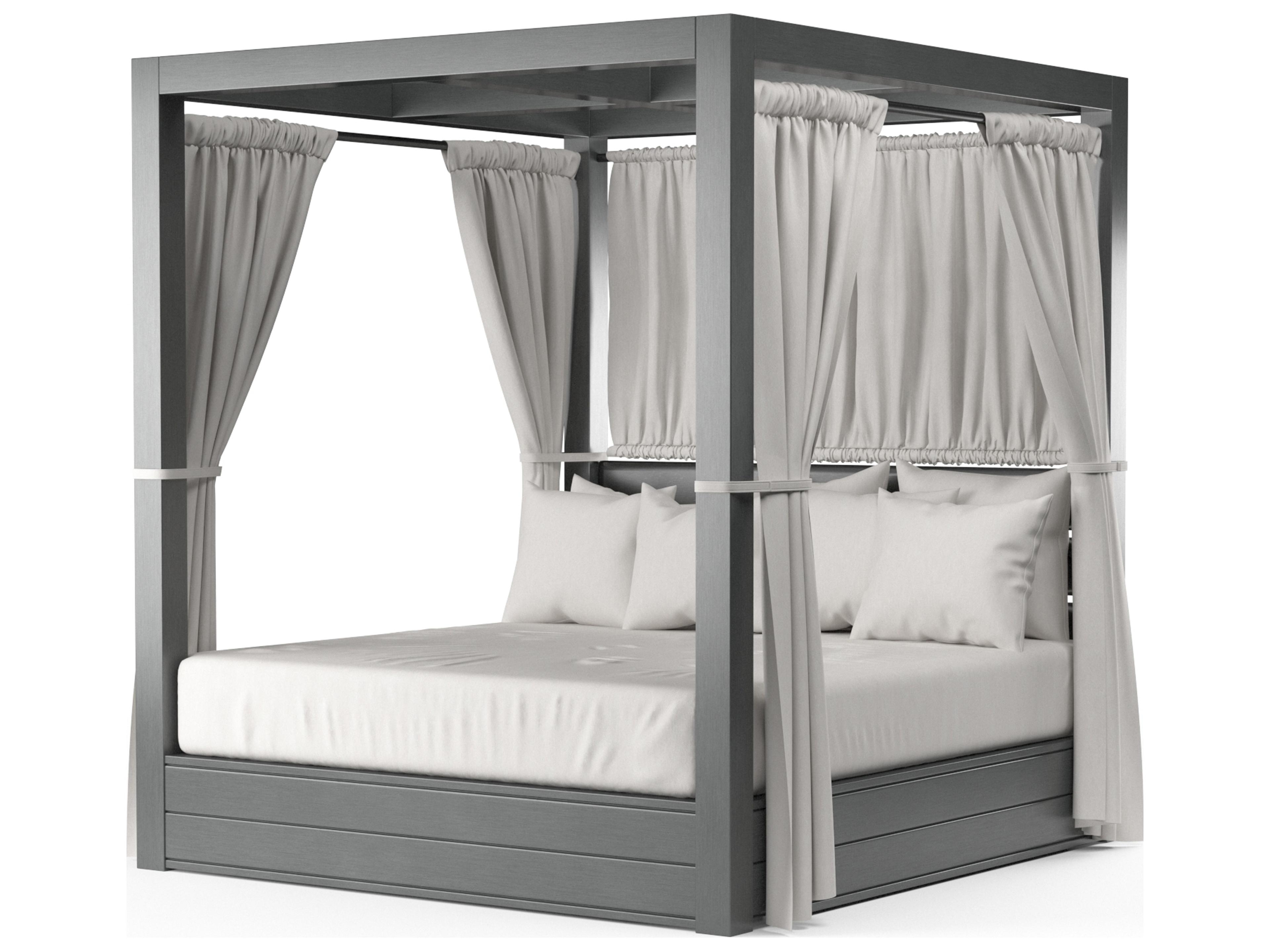 Redondo Aluminum Cushion Outdoor Lounge Bed in Cast Sliver