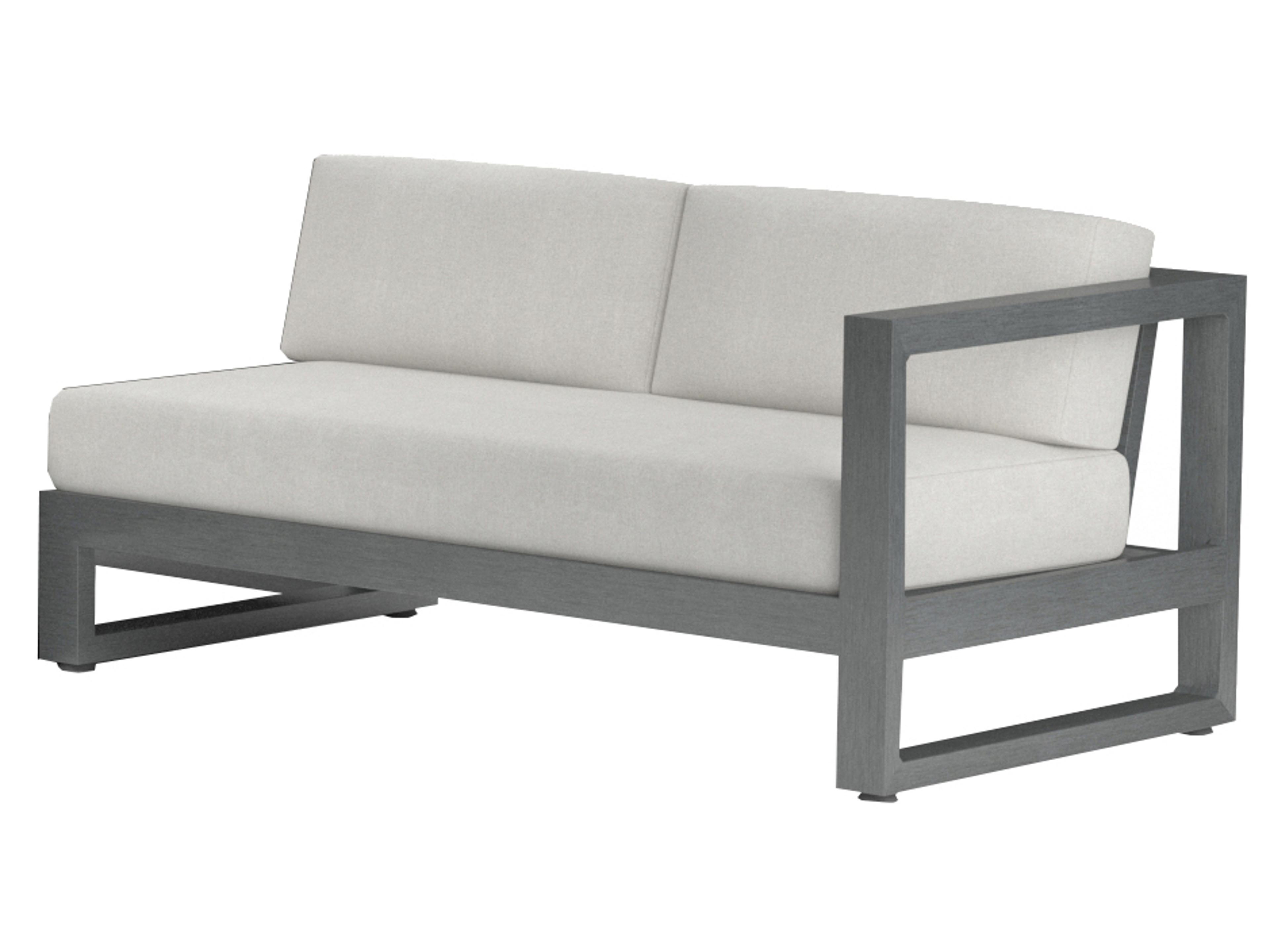 Redondo Aluminum Brushed Slate Right Arm Outdoor Loveseat in Cast Silver