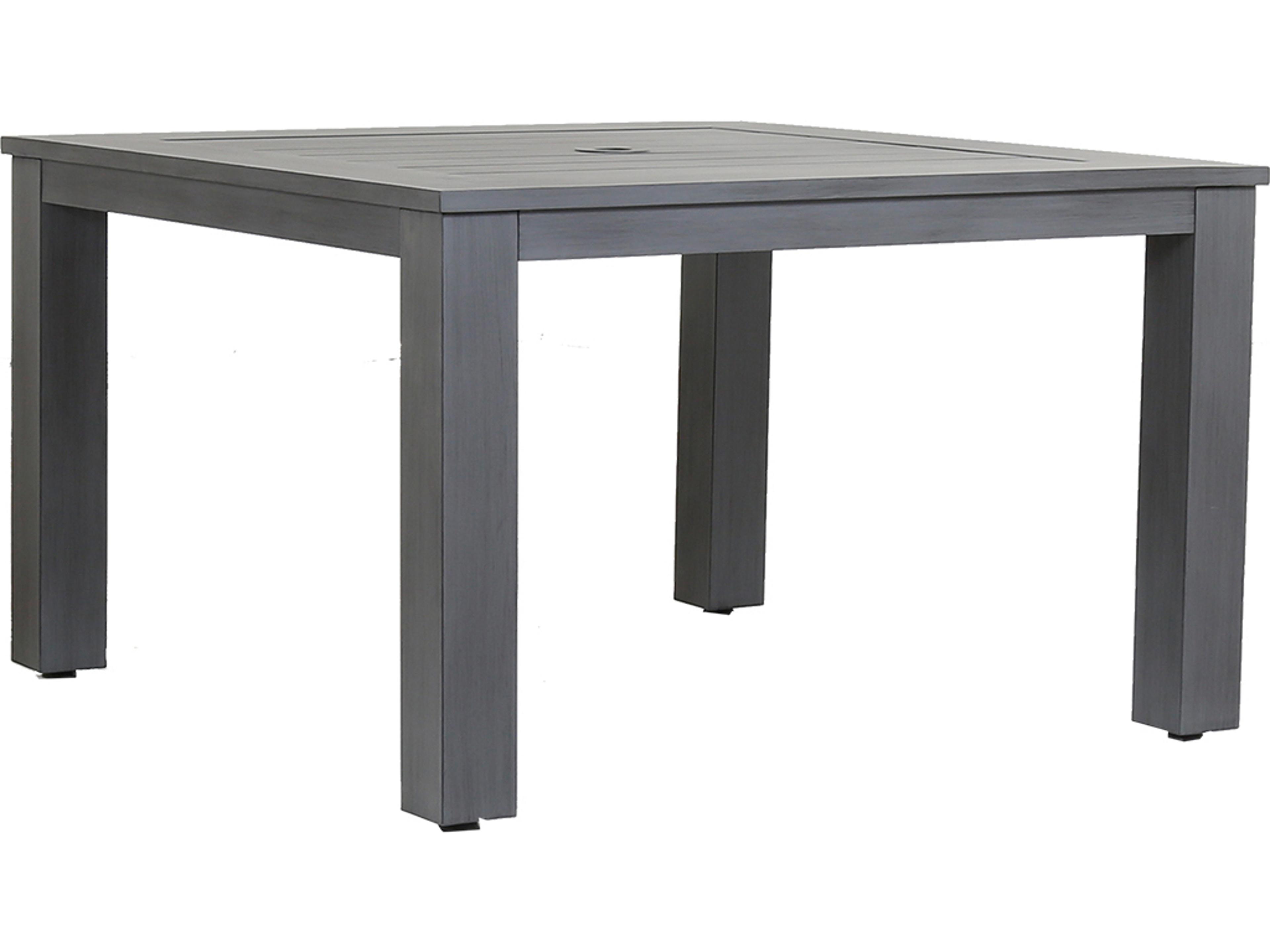 Redondo Aluminum Square Outdoor Dining Table with Umbrella Hole
