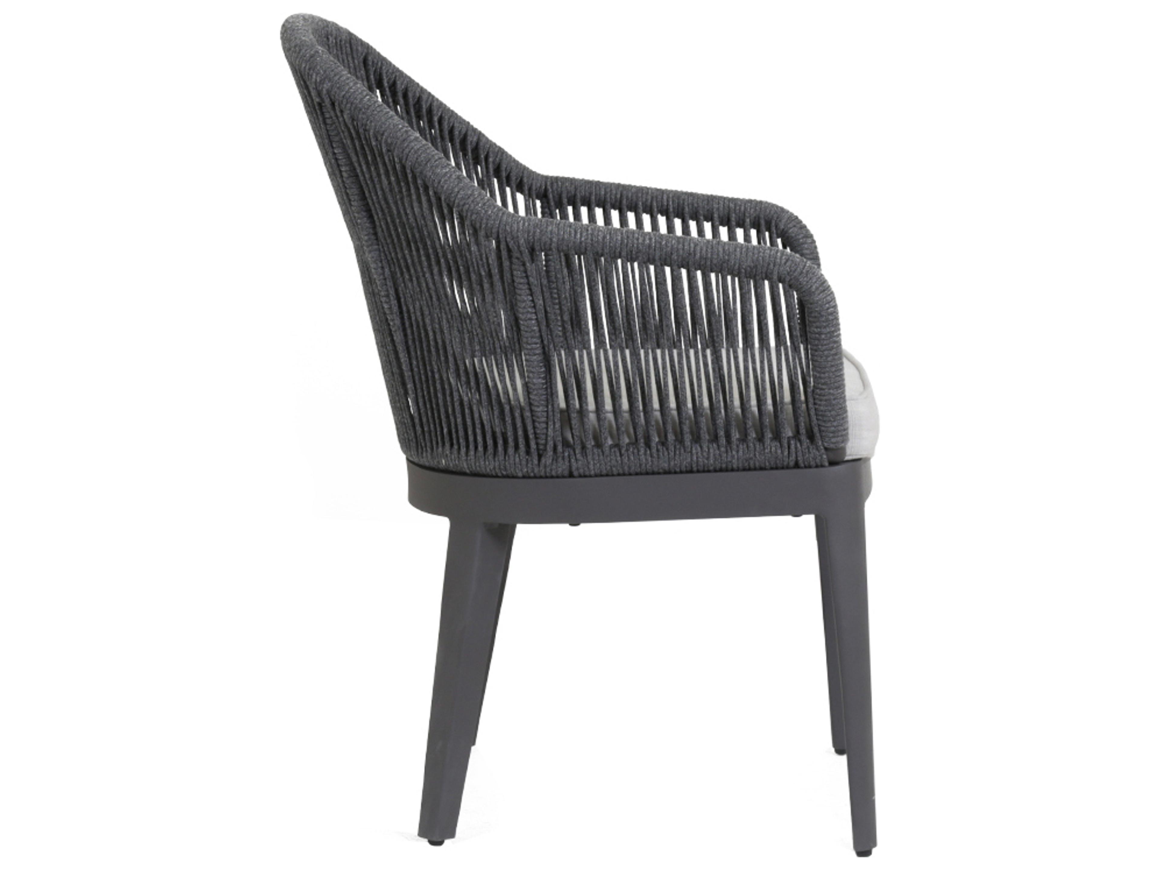 Sunset West Milano Charcoal Rope Cushion Outdoor Dining Chair in Echo Ash
