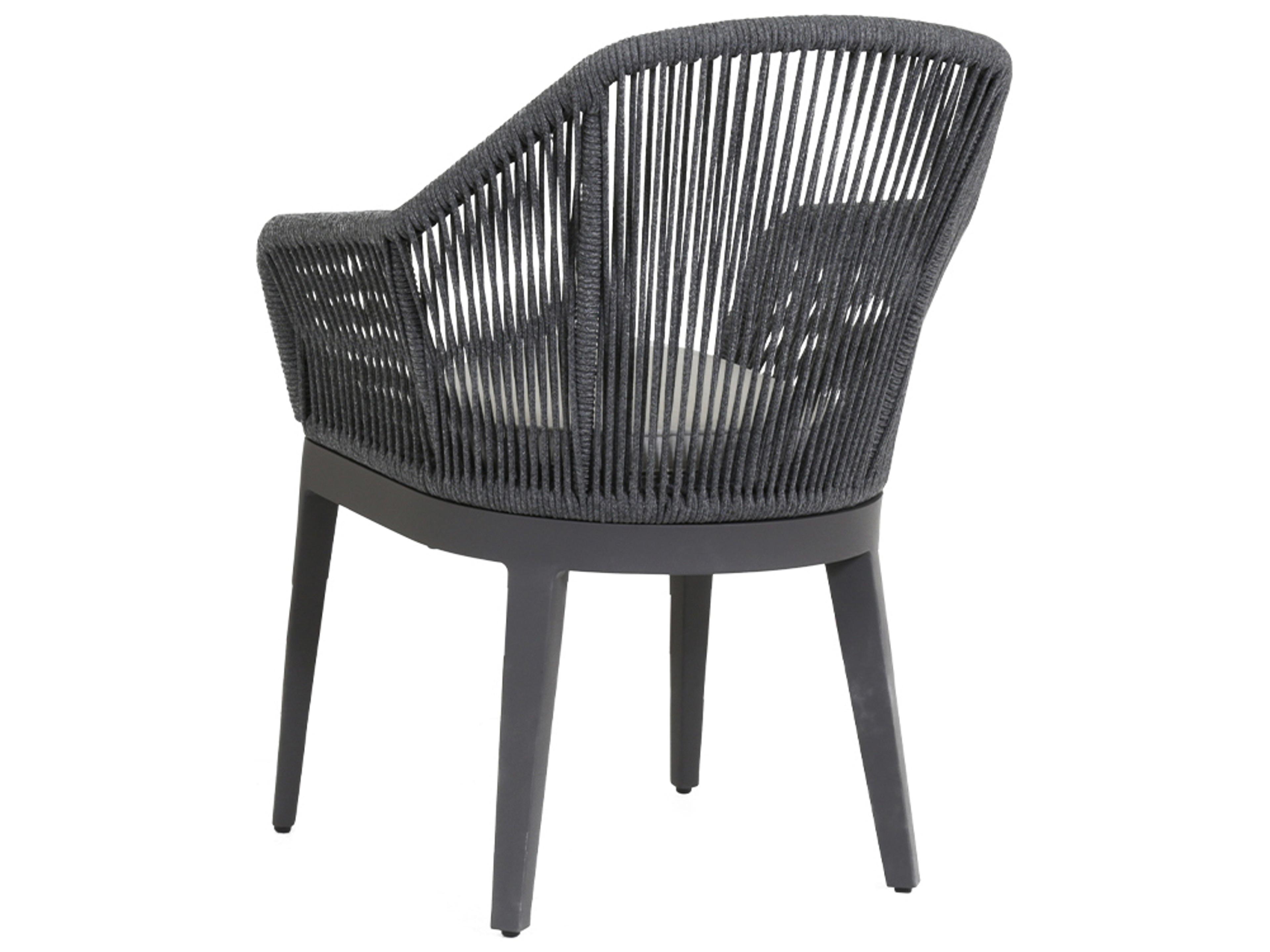 Sunset West Milano Charcoal Rope Cushion Outdoor Dining Chair in Echo Ash