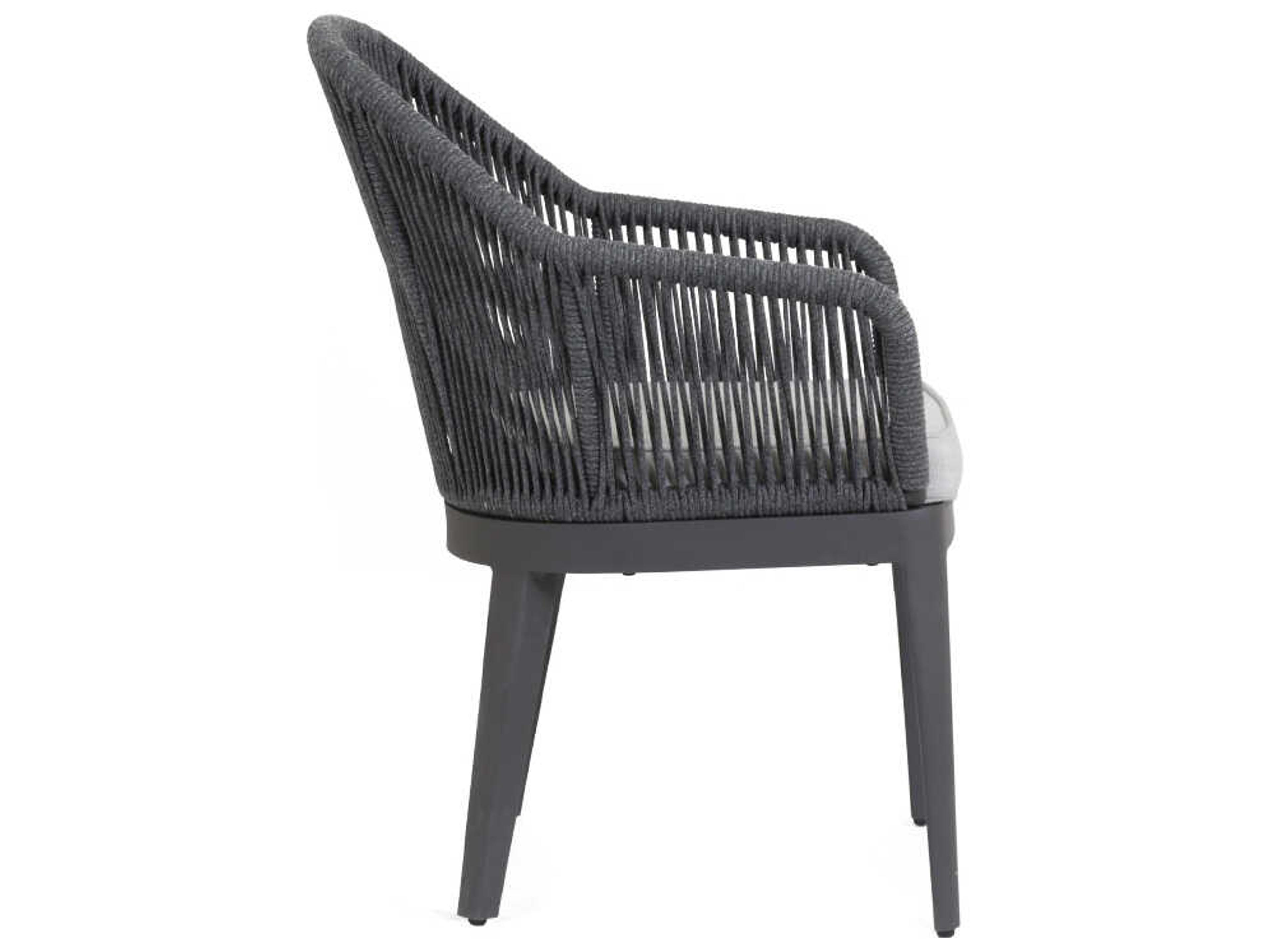 Sunset West Milano Charcoal Rope Cushion Outdoor Patio Dining Chair