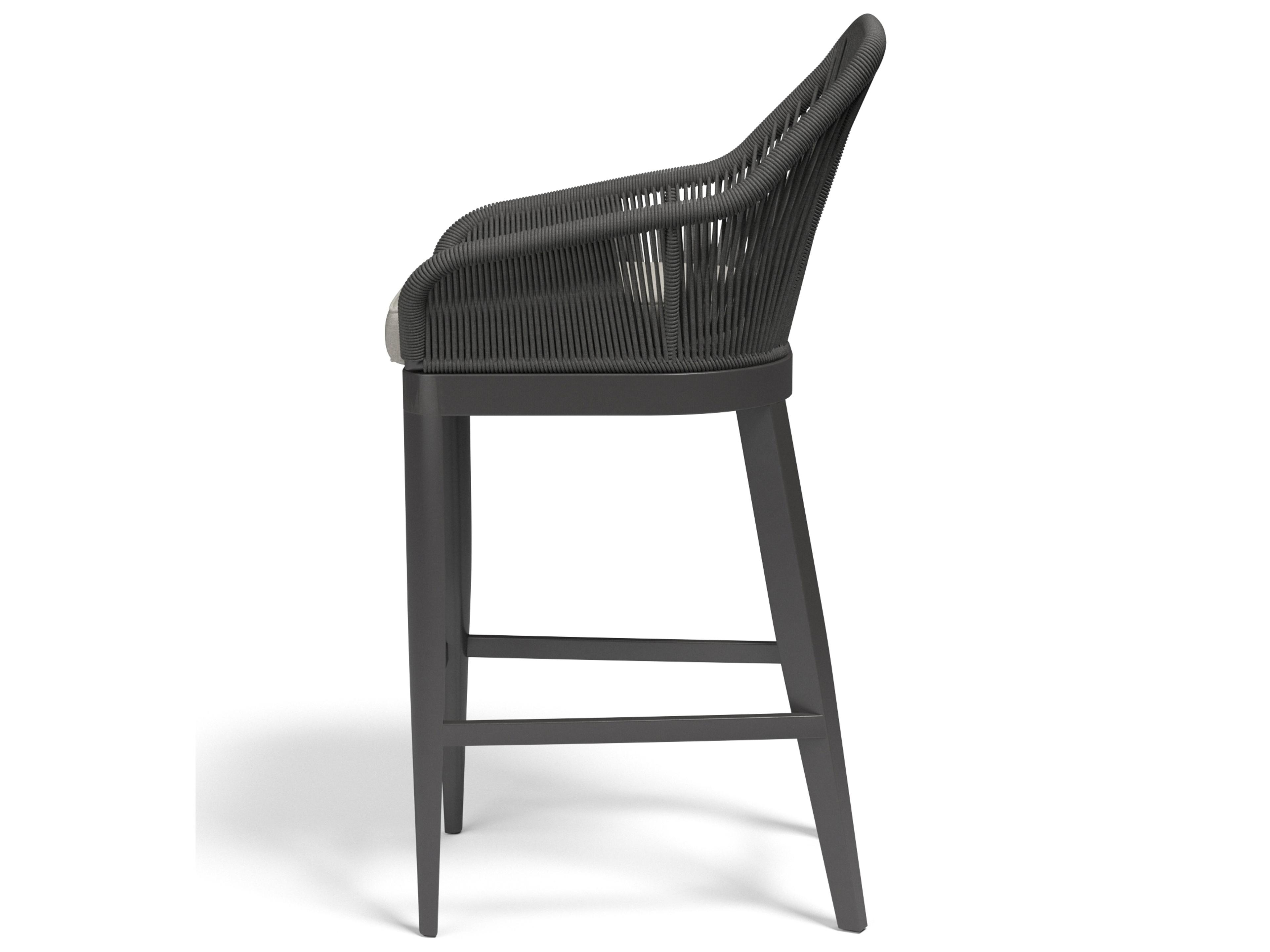 Sunset West Milano Rope Outdoor Patio Bar Stool in Echo Ash