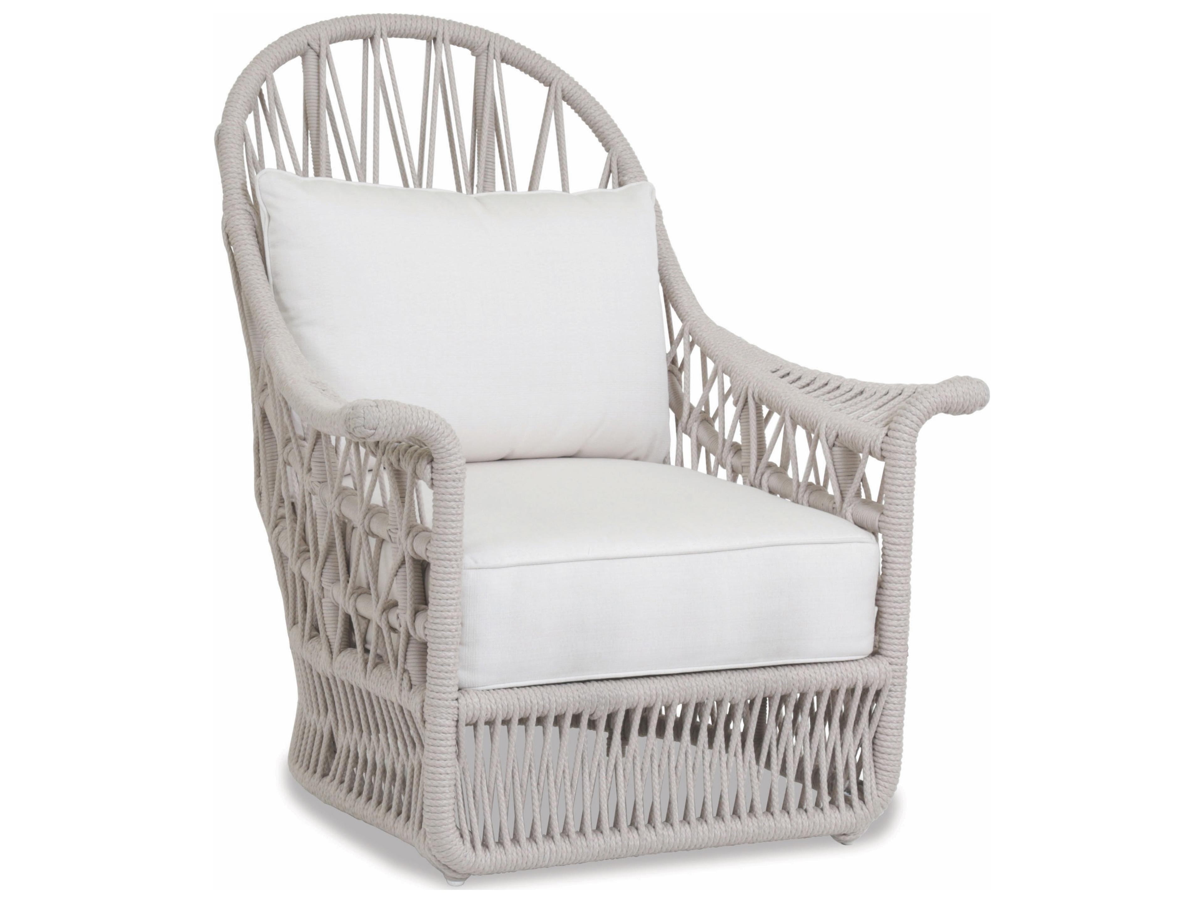 Sunset West Dana Wicker Cushion Outdoor Patio Lounge Chair in Linen Canvas with Self Welt