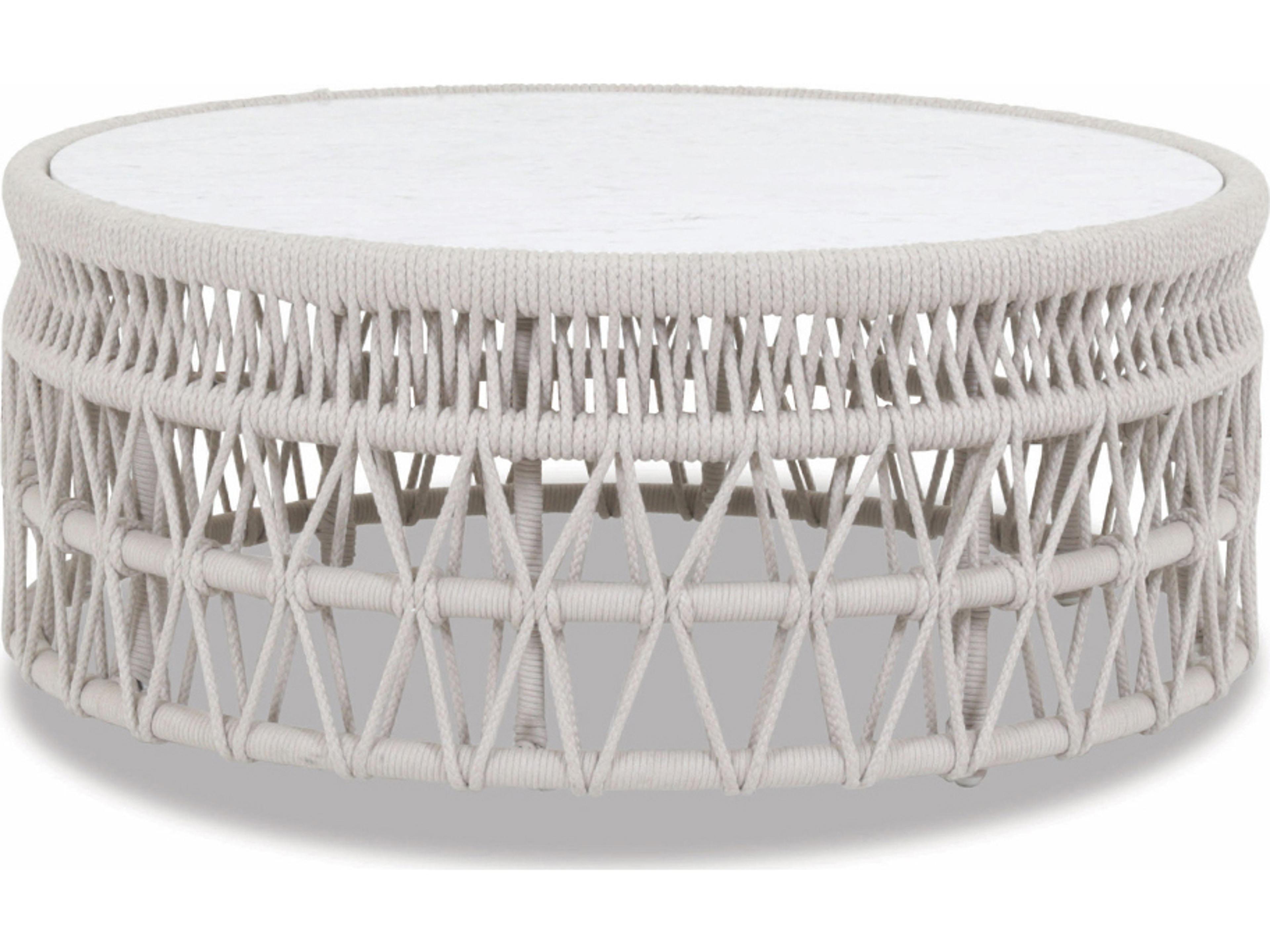 Dana Round Outdoor Coffee Table with Marble Top