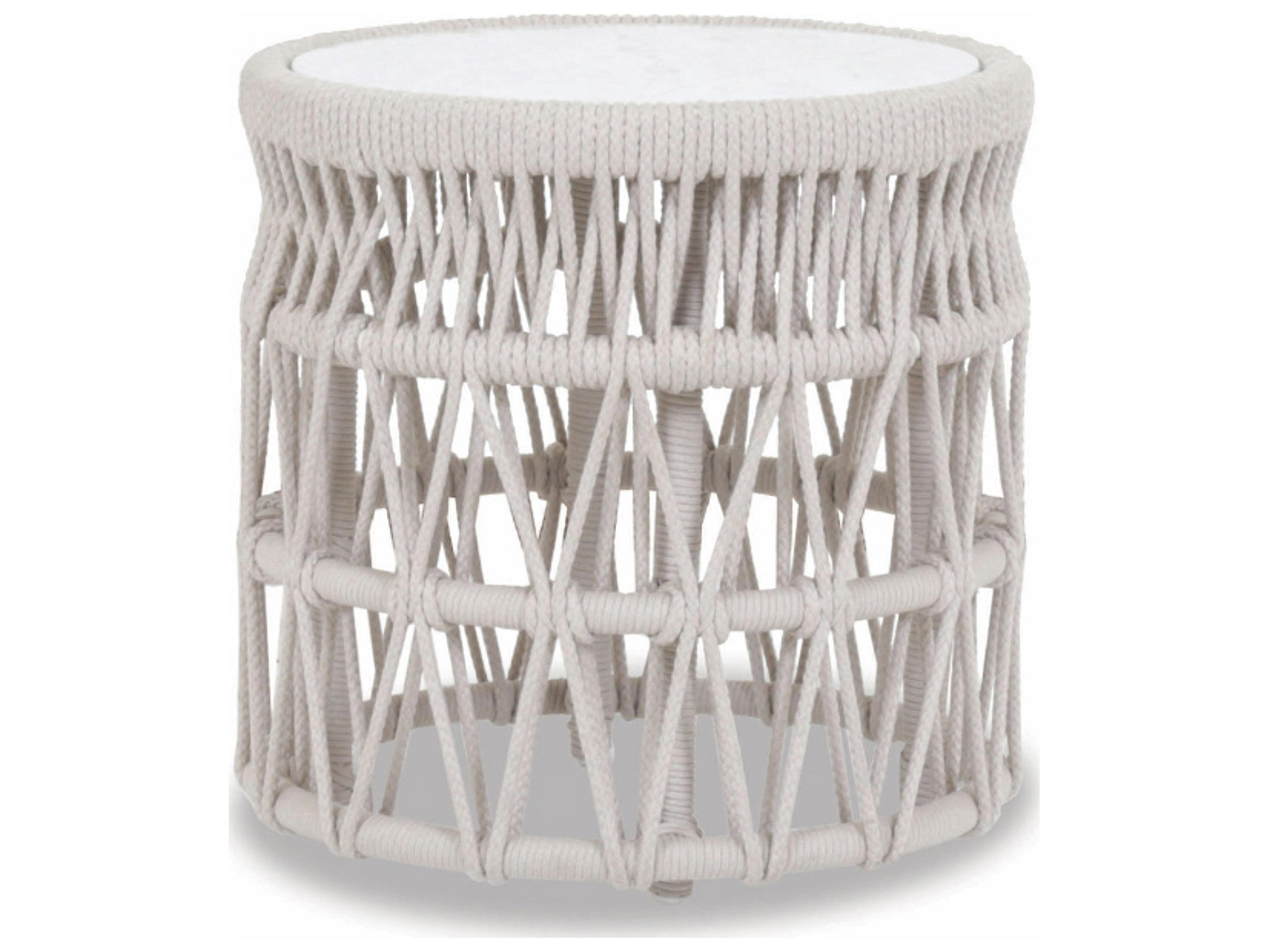 Dana Outdoor End Table with Honed Carrara Marble Top