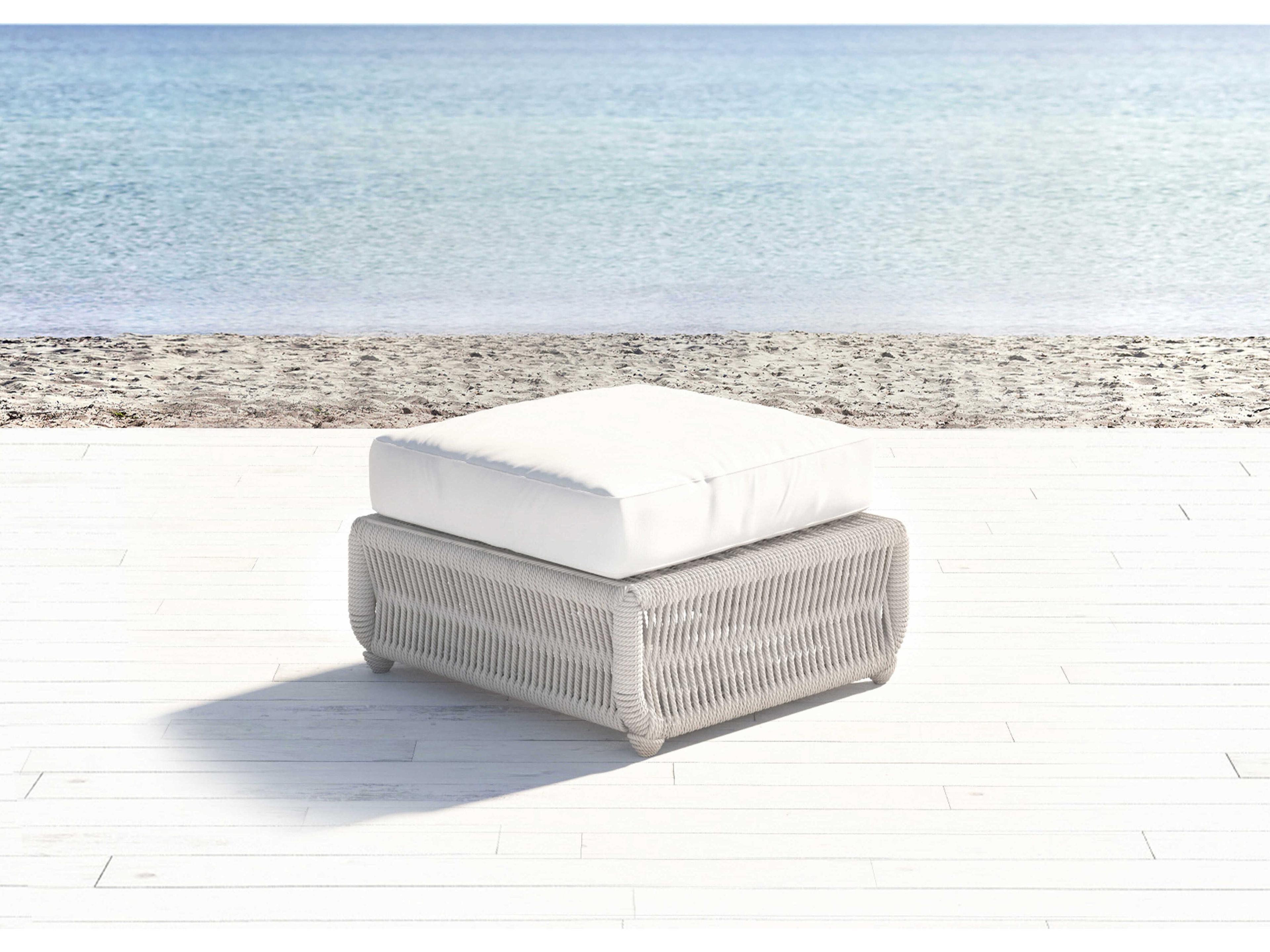 Sunset West Dana Natural Rope Cushion Ottoman