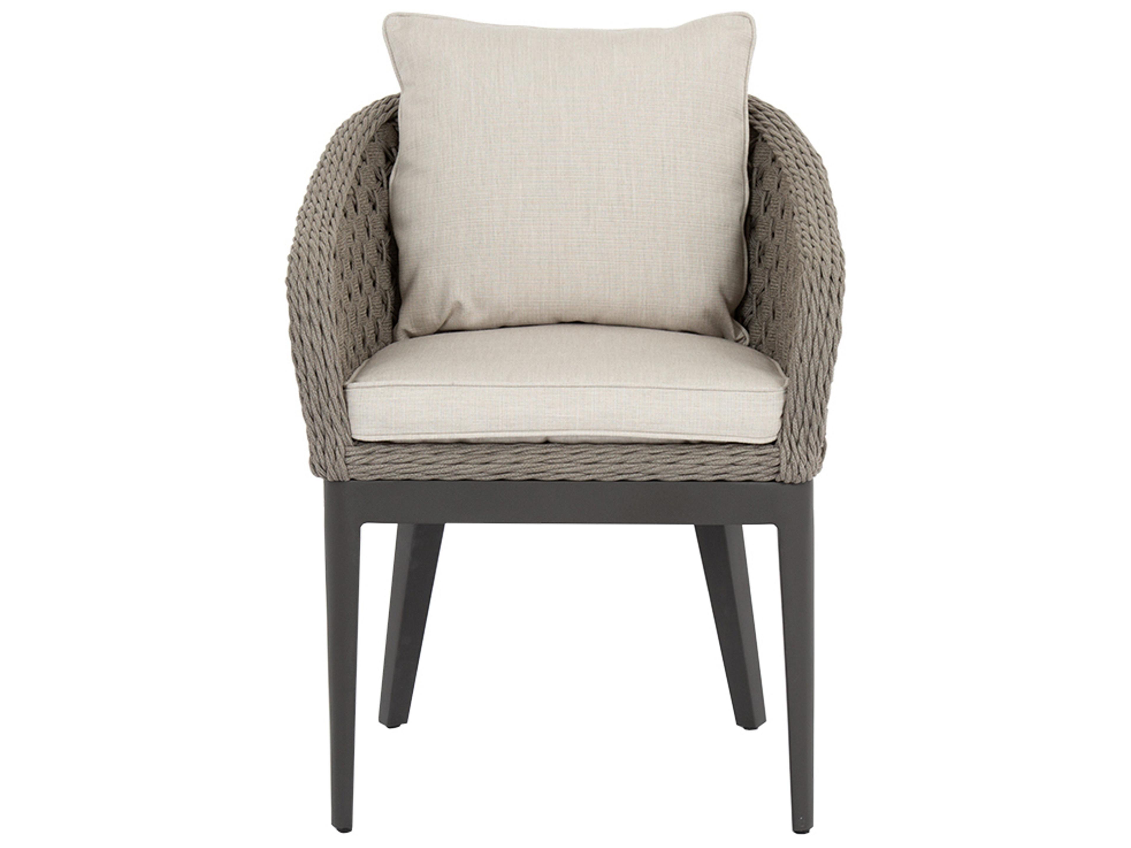 Sunset West Marbella Wicker Outdoor Dining Arm Chair in Echo Ash