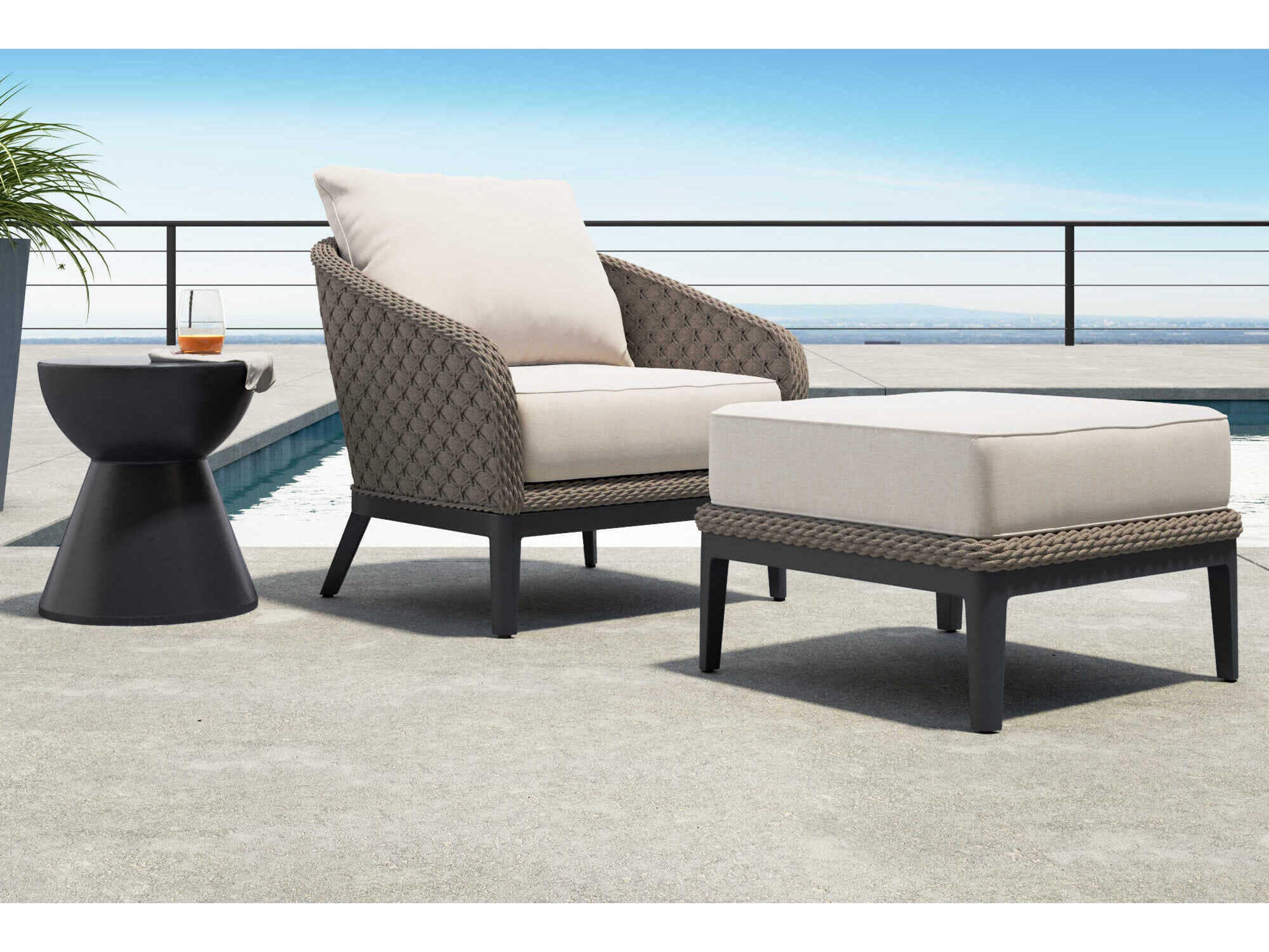 Sunset West Marbella Graphite Rope Cushion Lounge Chair