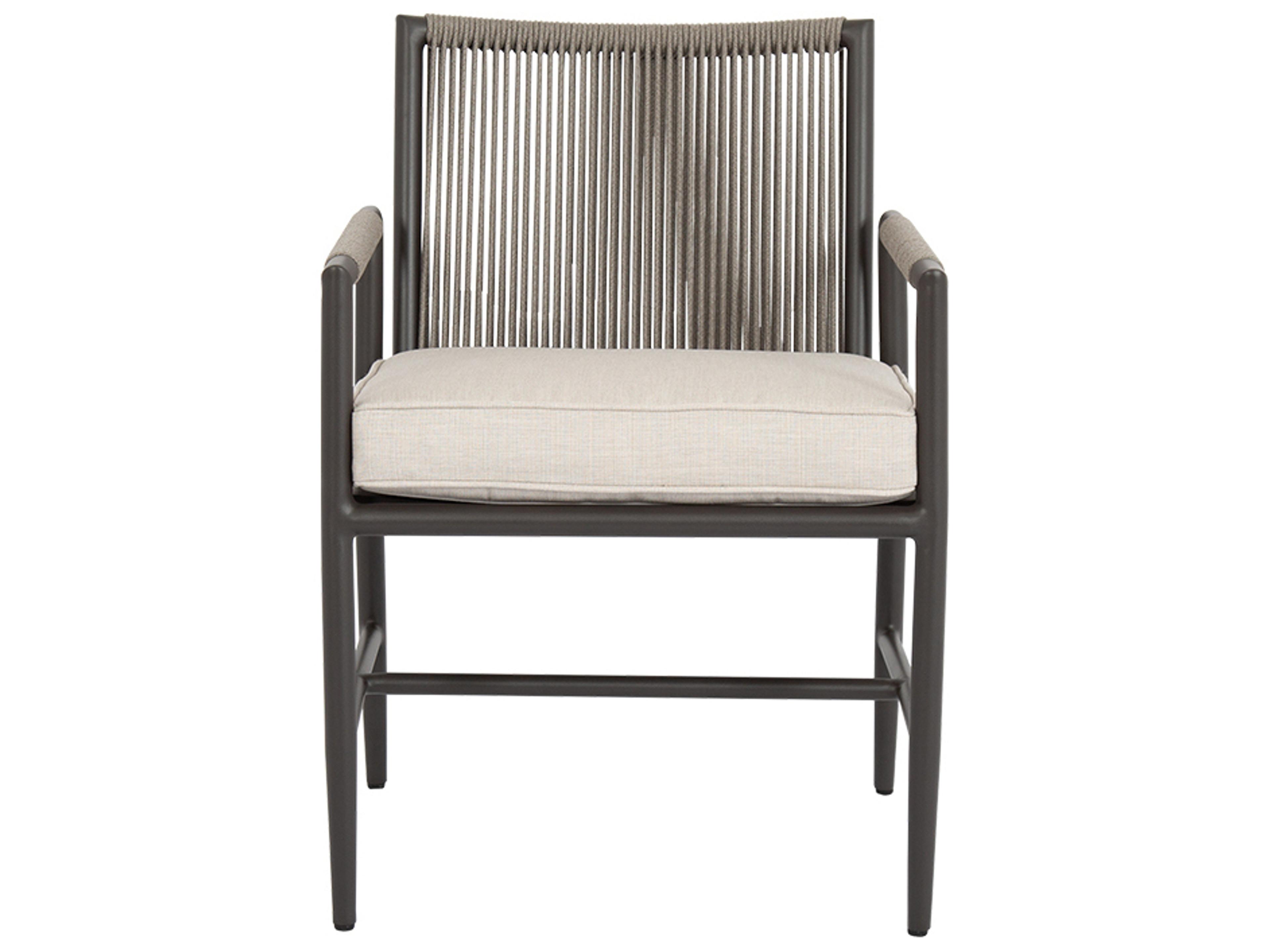 Sunset West Pietra Aluminum Patio Dining Arm Chair in Echo Ash
