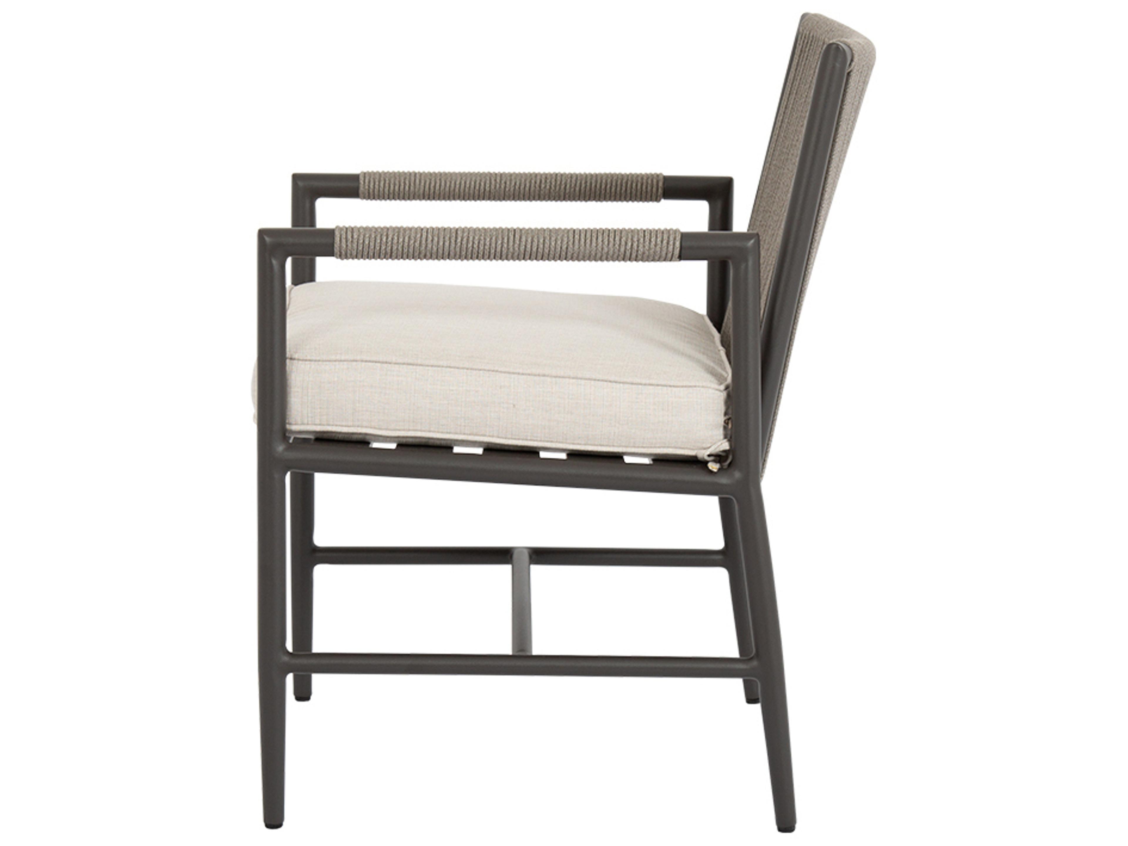 Sunset West Pietra Aluminum Patio Dining Arm Chair in Echo Ash