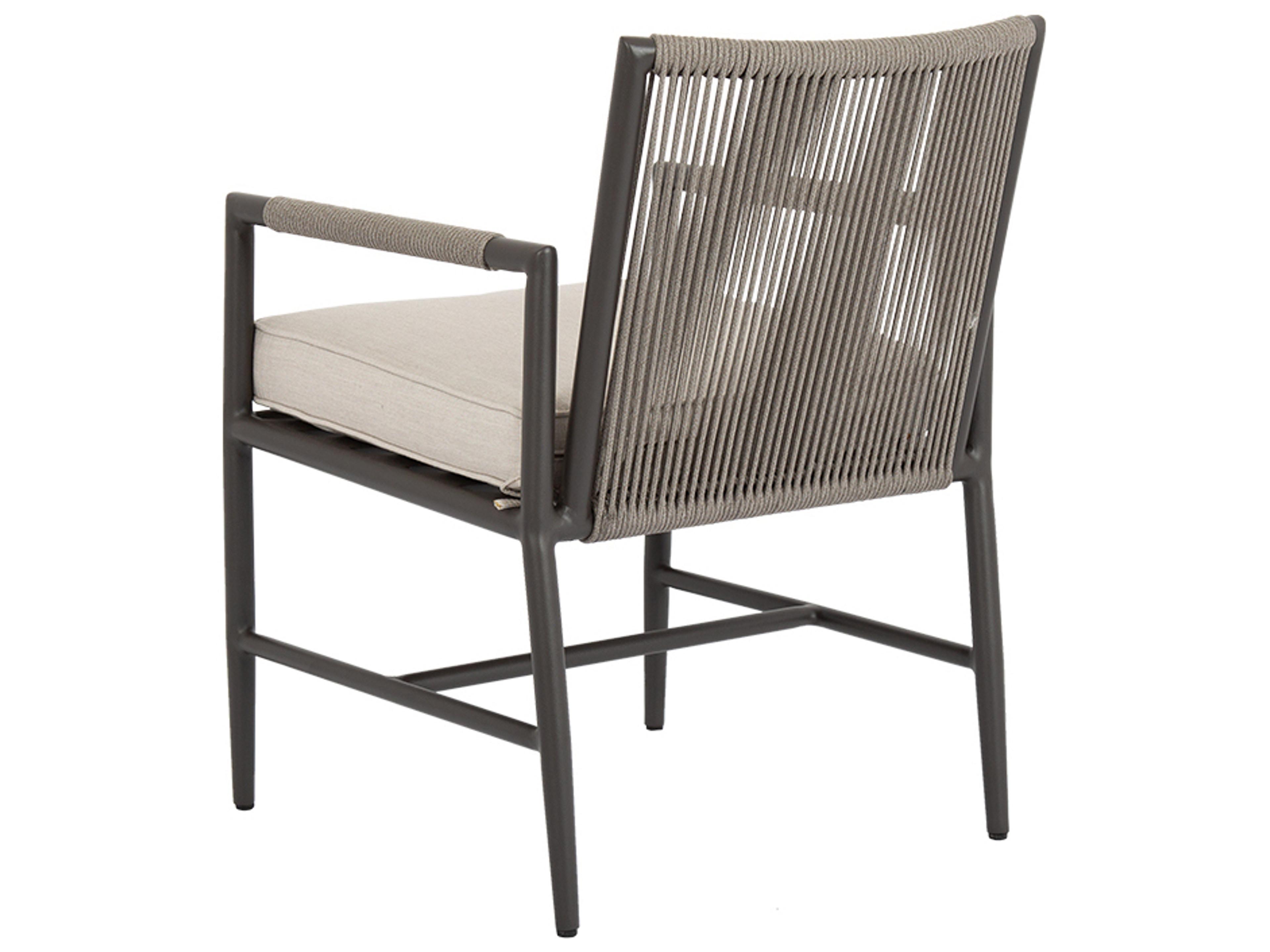 Sunset West Pietra Aluminum Patio Dining Arm Chair in Echo Ash