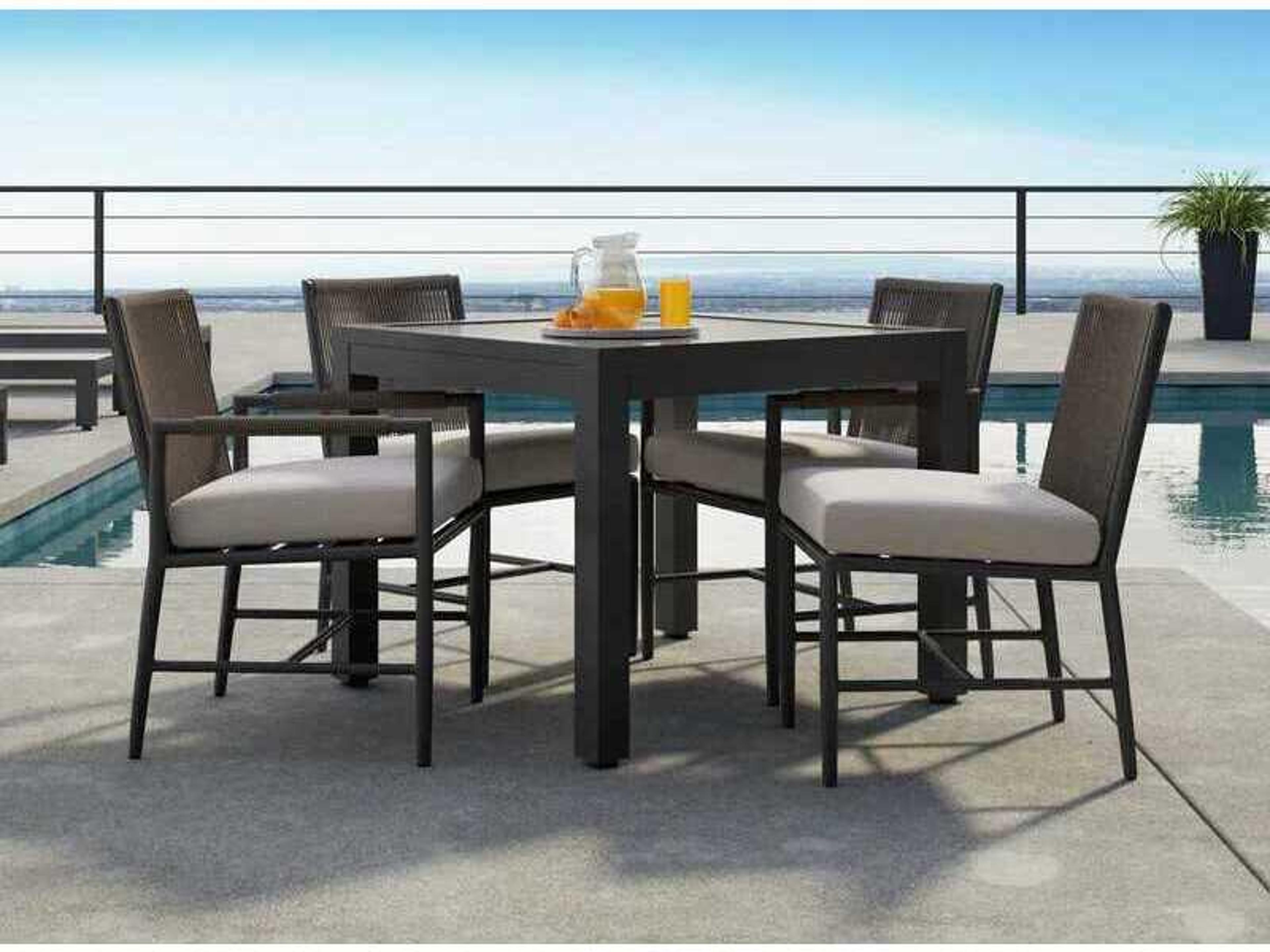 Sunset West Pietra Graphite Aluminum Cushion Dining Chair