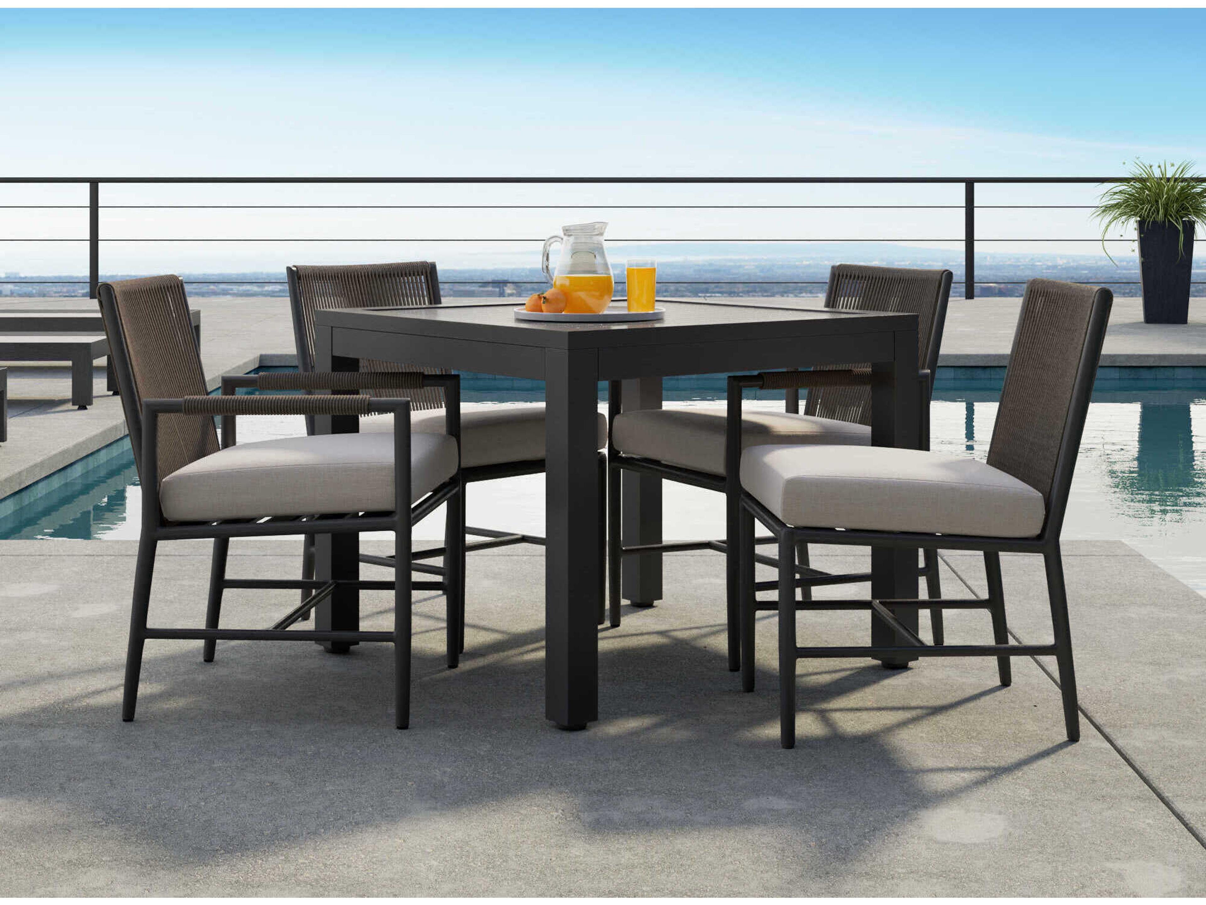 Sunset West Pietra Graphite Aluminum Cushion Dining Chair