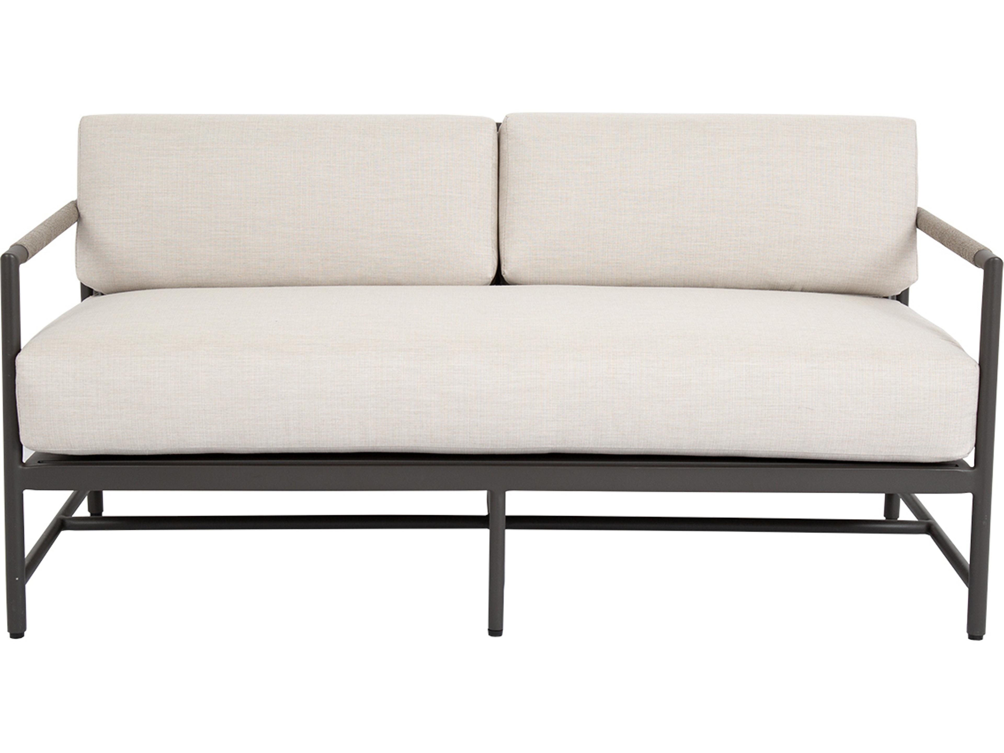 Sunset West Pietra Aluminum Outdoor Patio Loveseat in Echo Ash