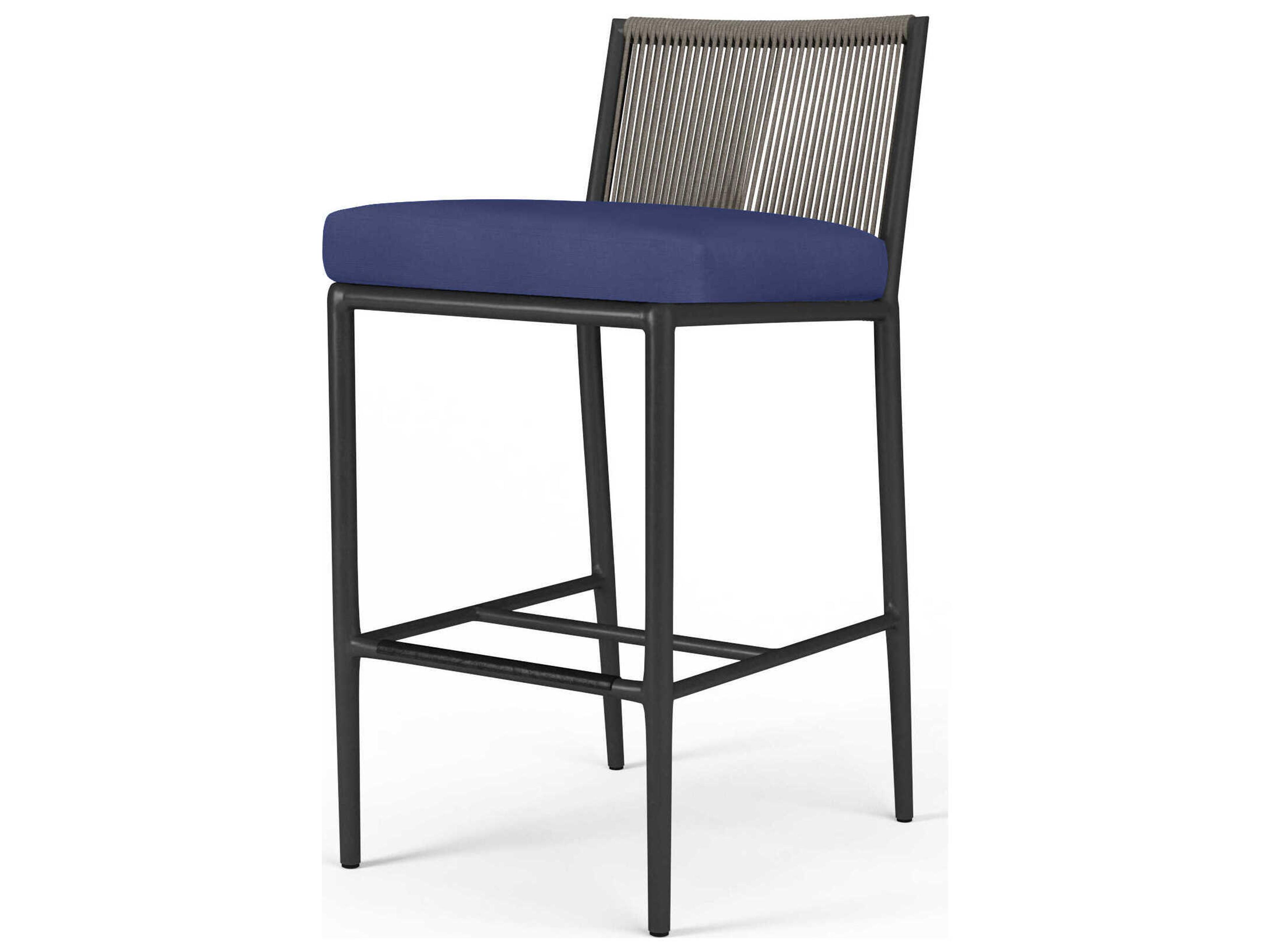 Pietra Graphite Aluminum Cushion Bar Stool