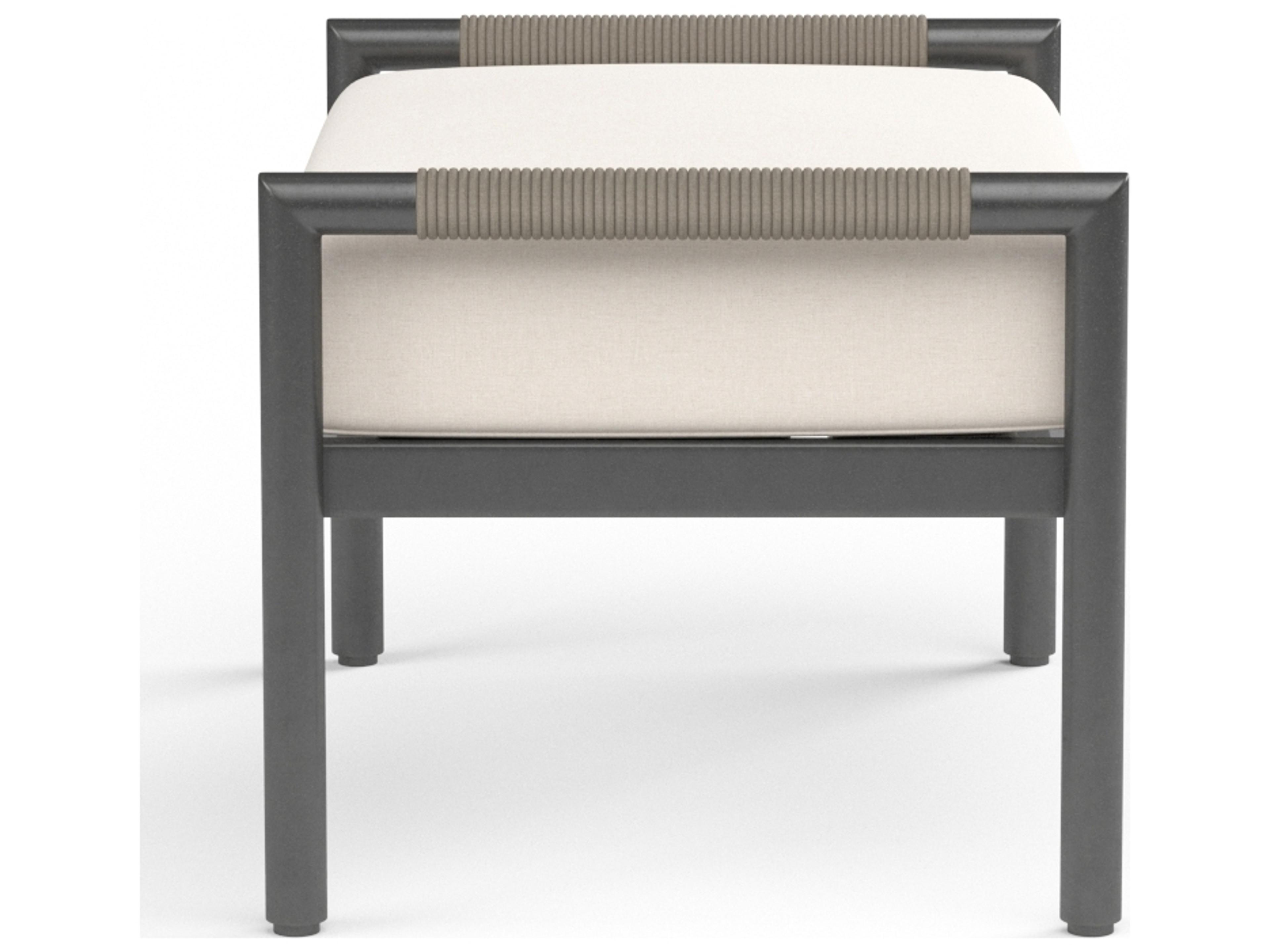 Sunset West Pietra Aluminum Graphite Outdoor Patio Ottoman in Echo Ash